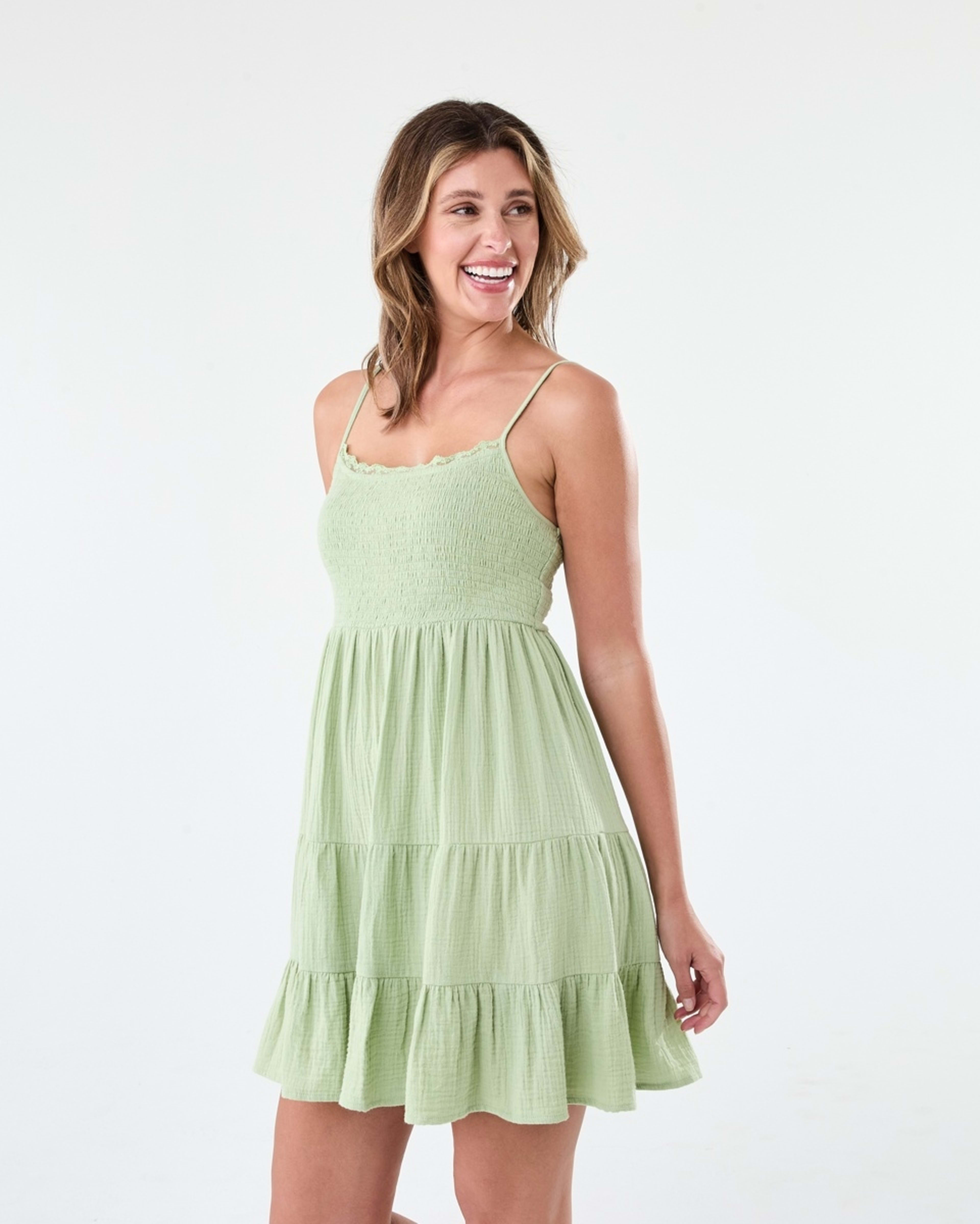 2 Sleeveless Lace Double Cloth Mini Dress Swamp Grn, 2 of 8