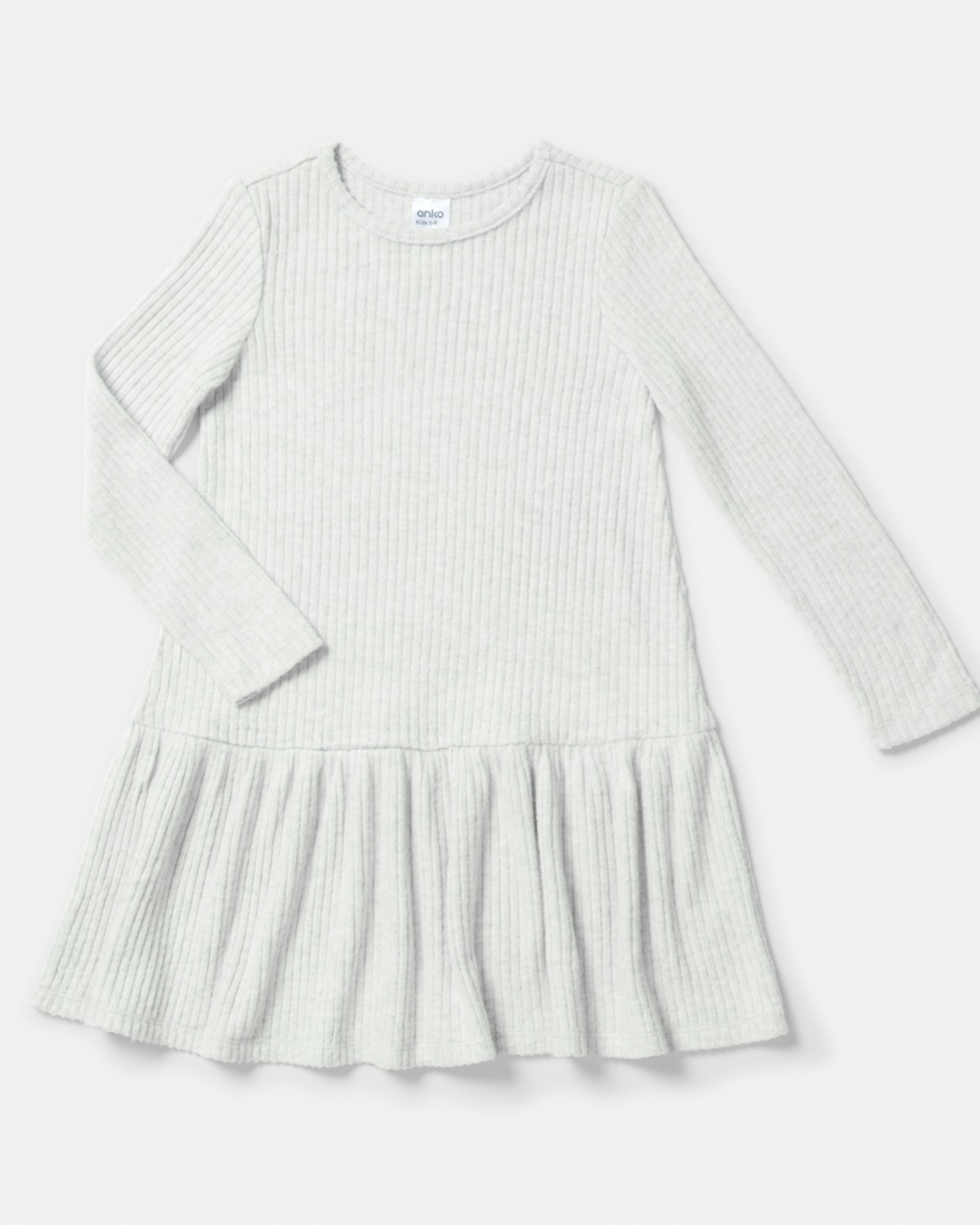 8 Long Sleeve Brushed Rib Dress Wht Marle, 8 of 9