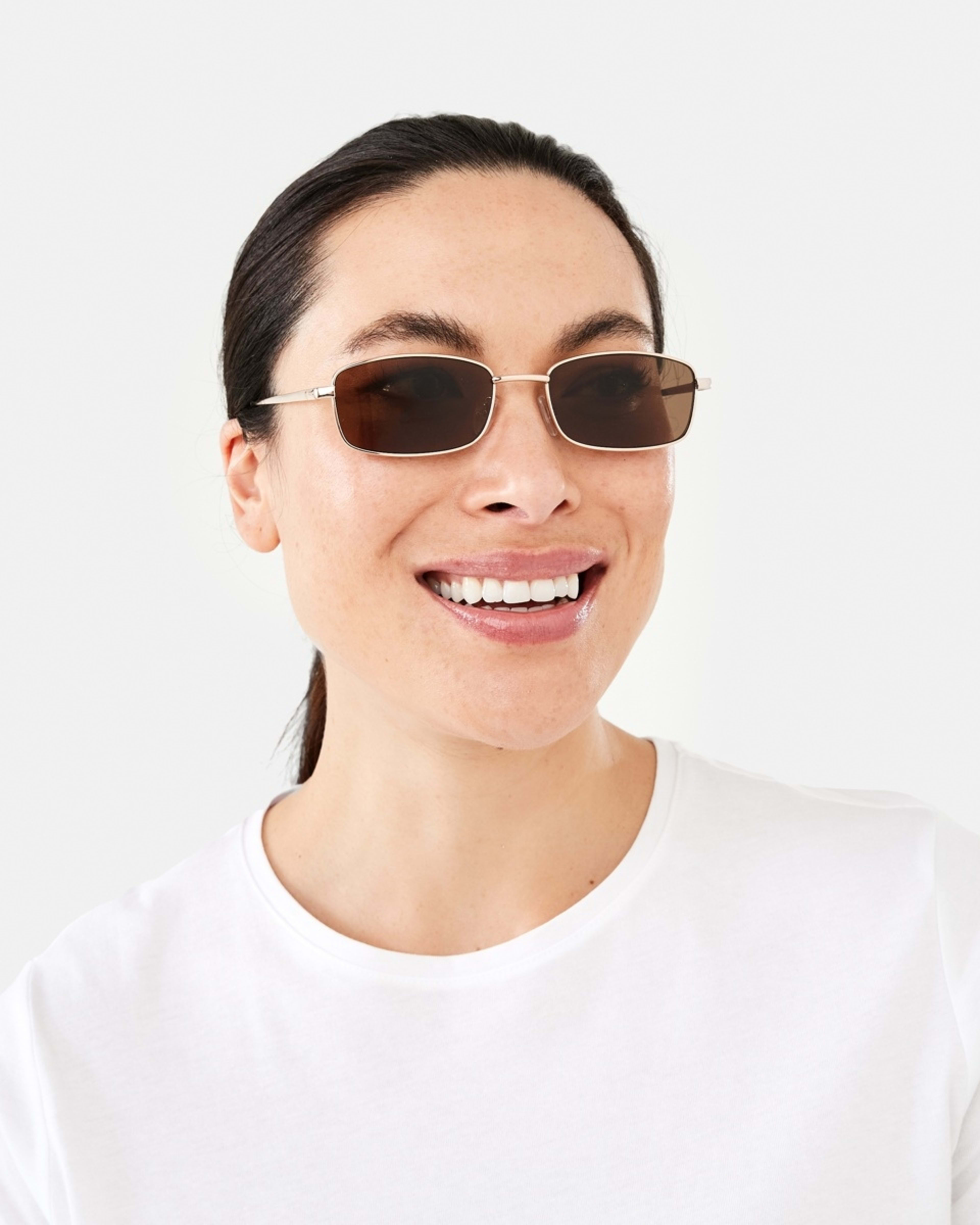 5 Rectangle Metal Sunglasses Gold, 5 of 6