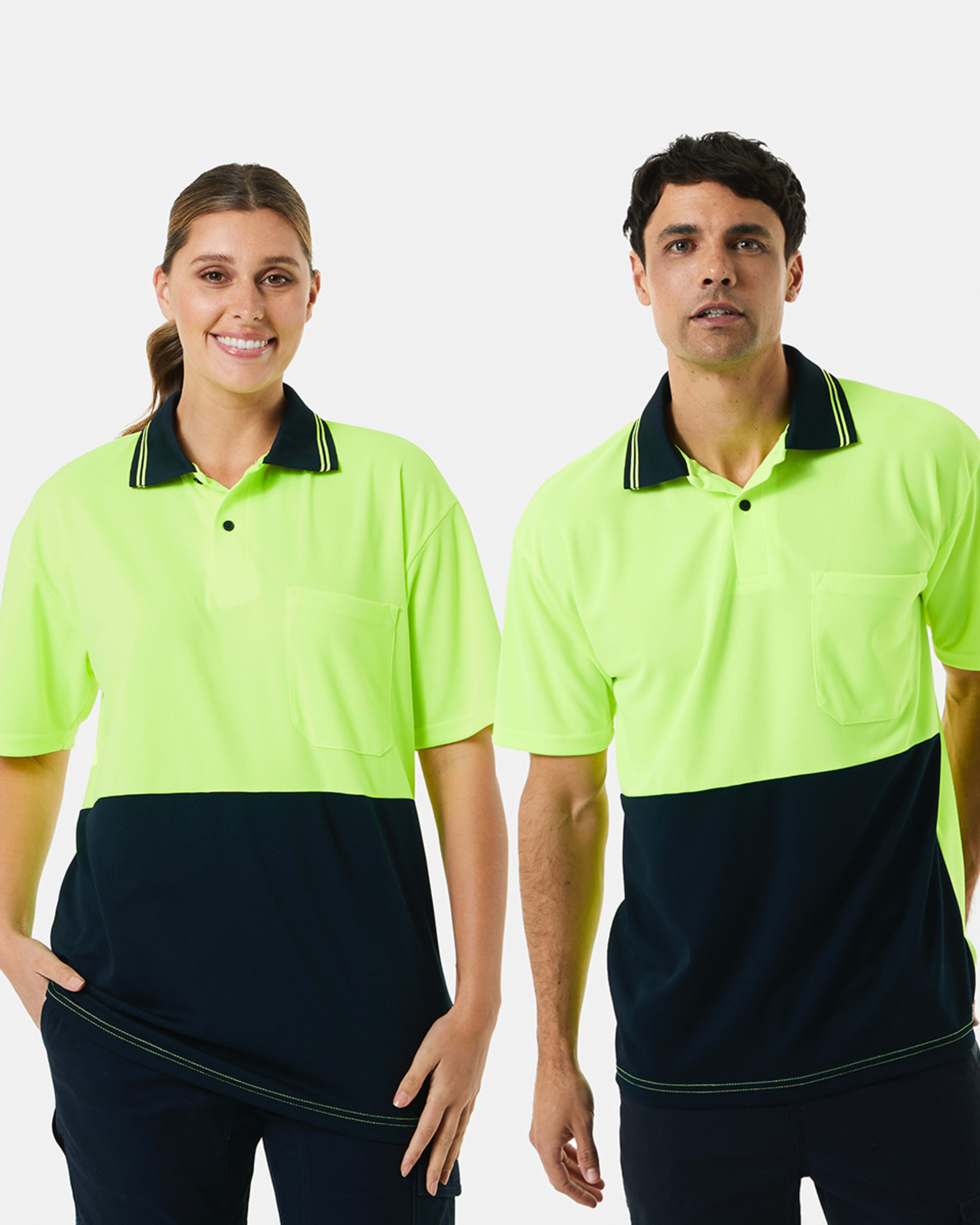 1 Workwear Hi-Visibility Short Sleeve Polo Shirt Yellow, 1 of 10