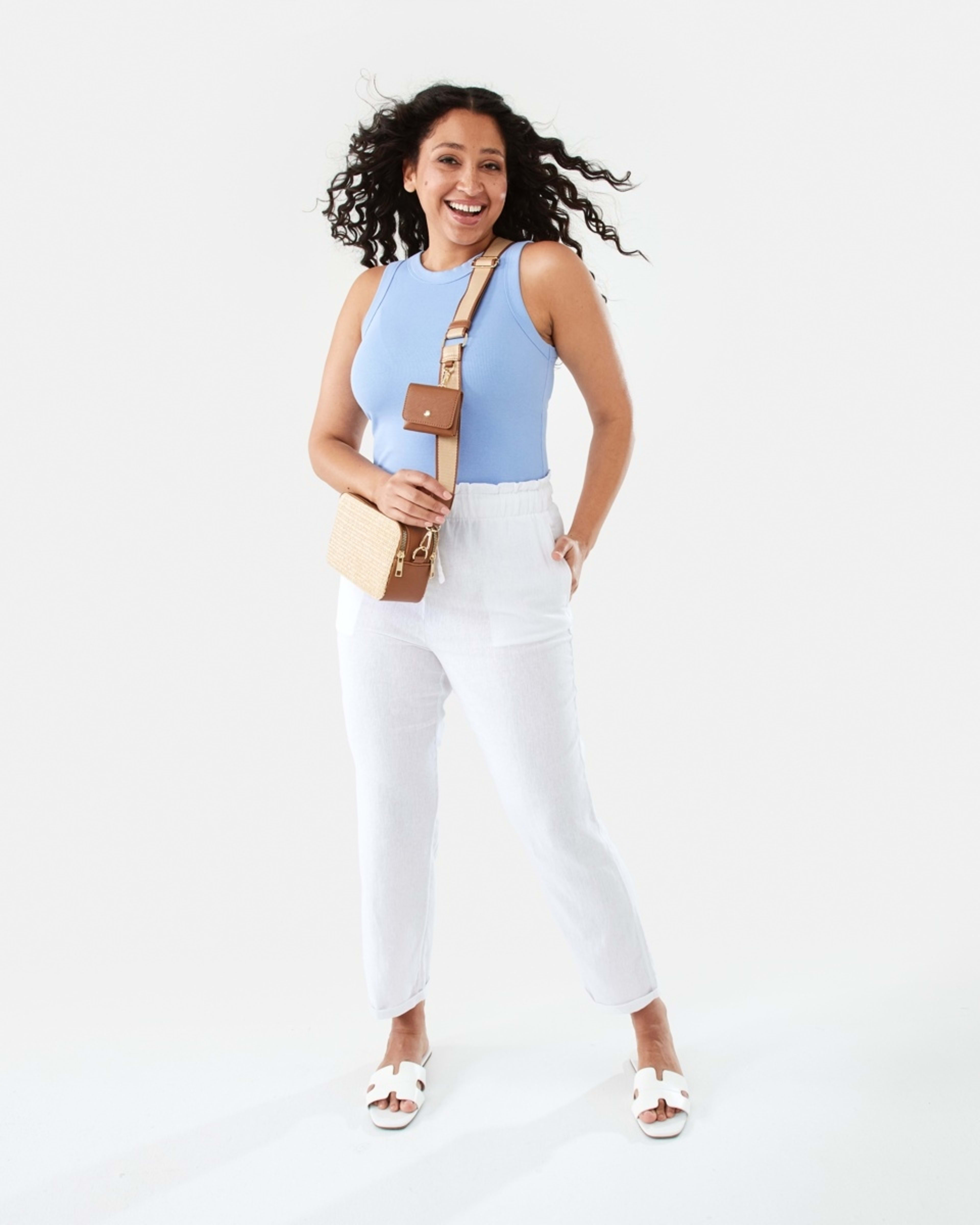 9 Drawstring Linen Blend Pants White, 9 of 9