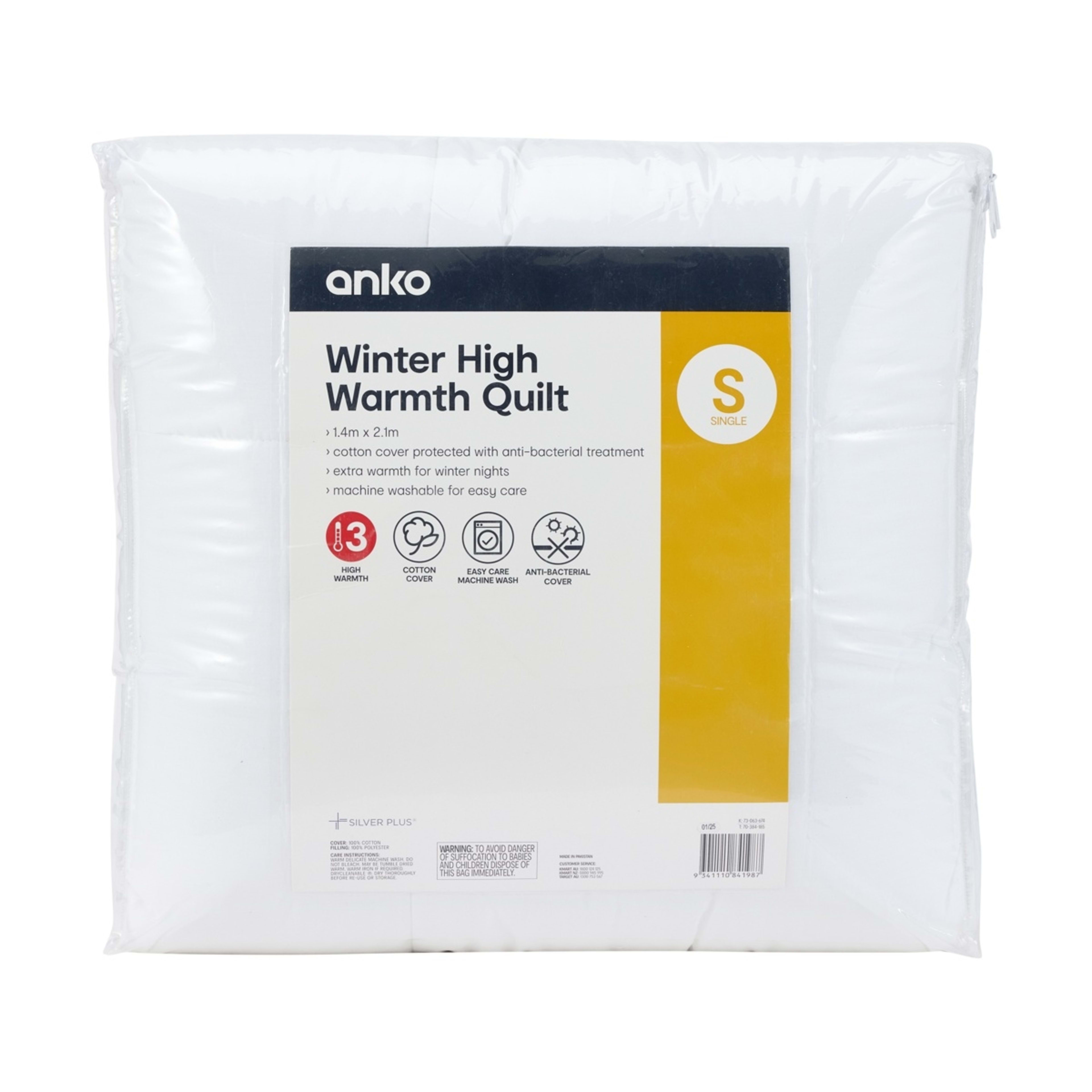 1 Winter High Warmth Quilt - Single Bed, White