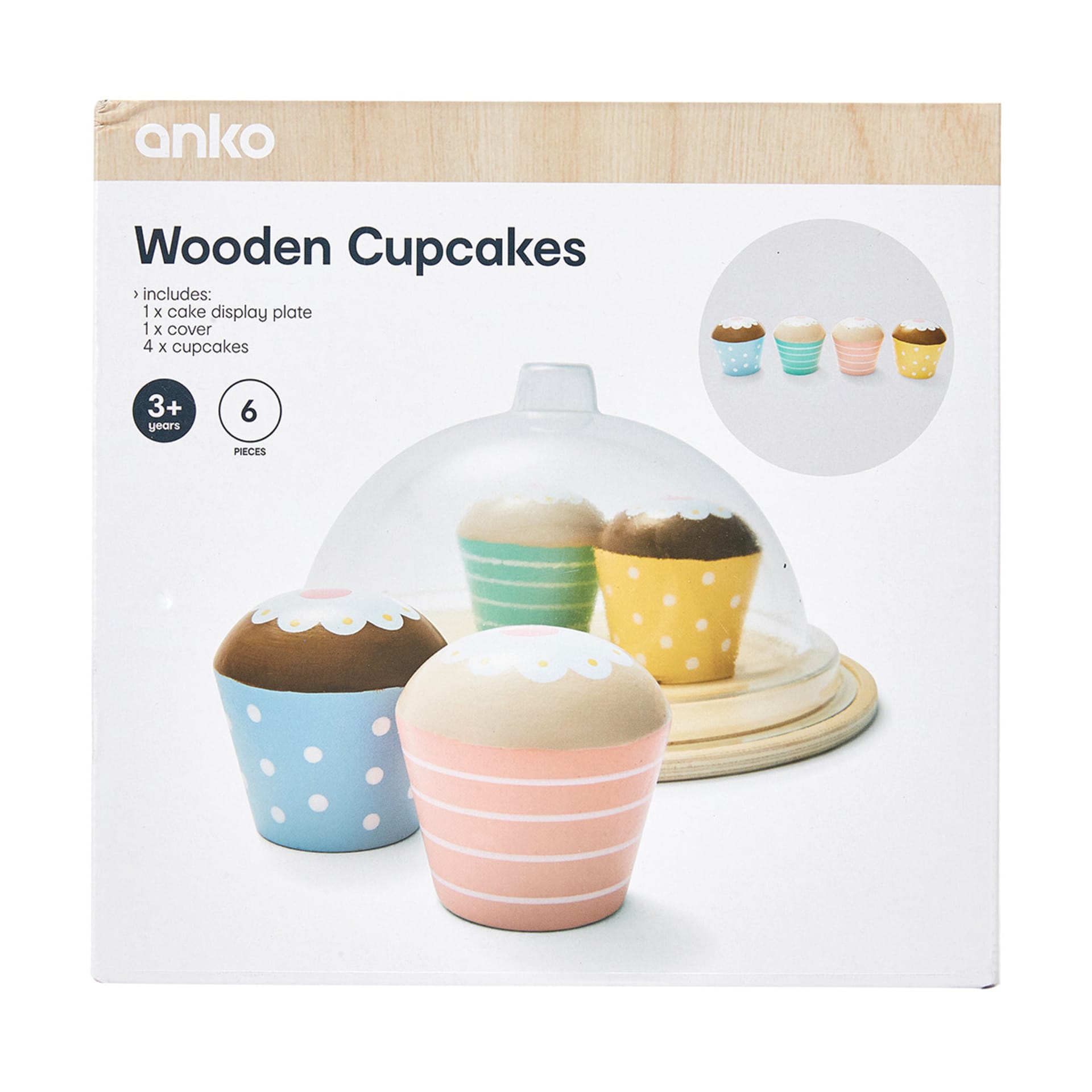 6 Piece Wooden Cupcakes Kmart