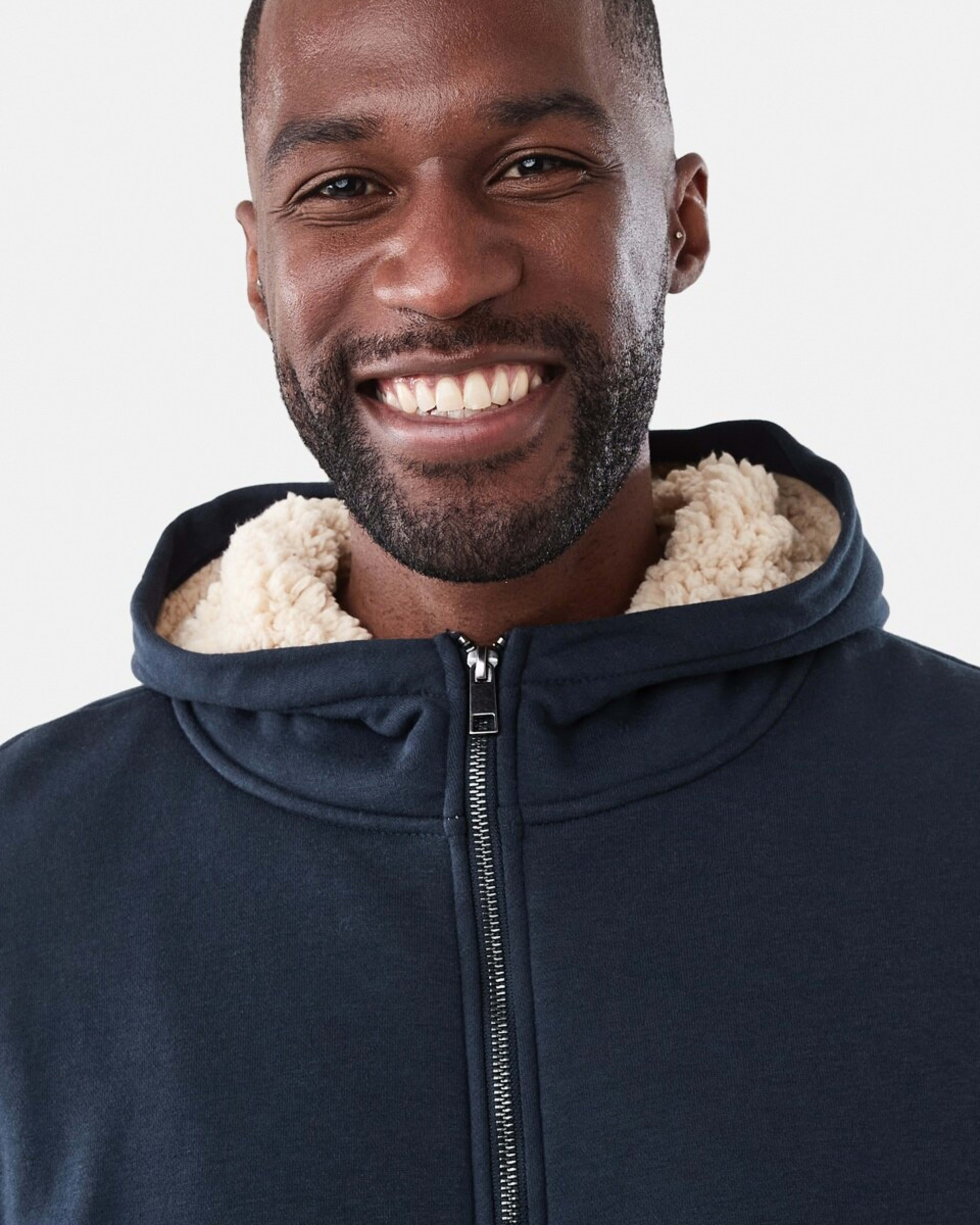 5 Sherpa Lined Zip Through Hoodie Nvy Sphire, 5 of 7