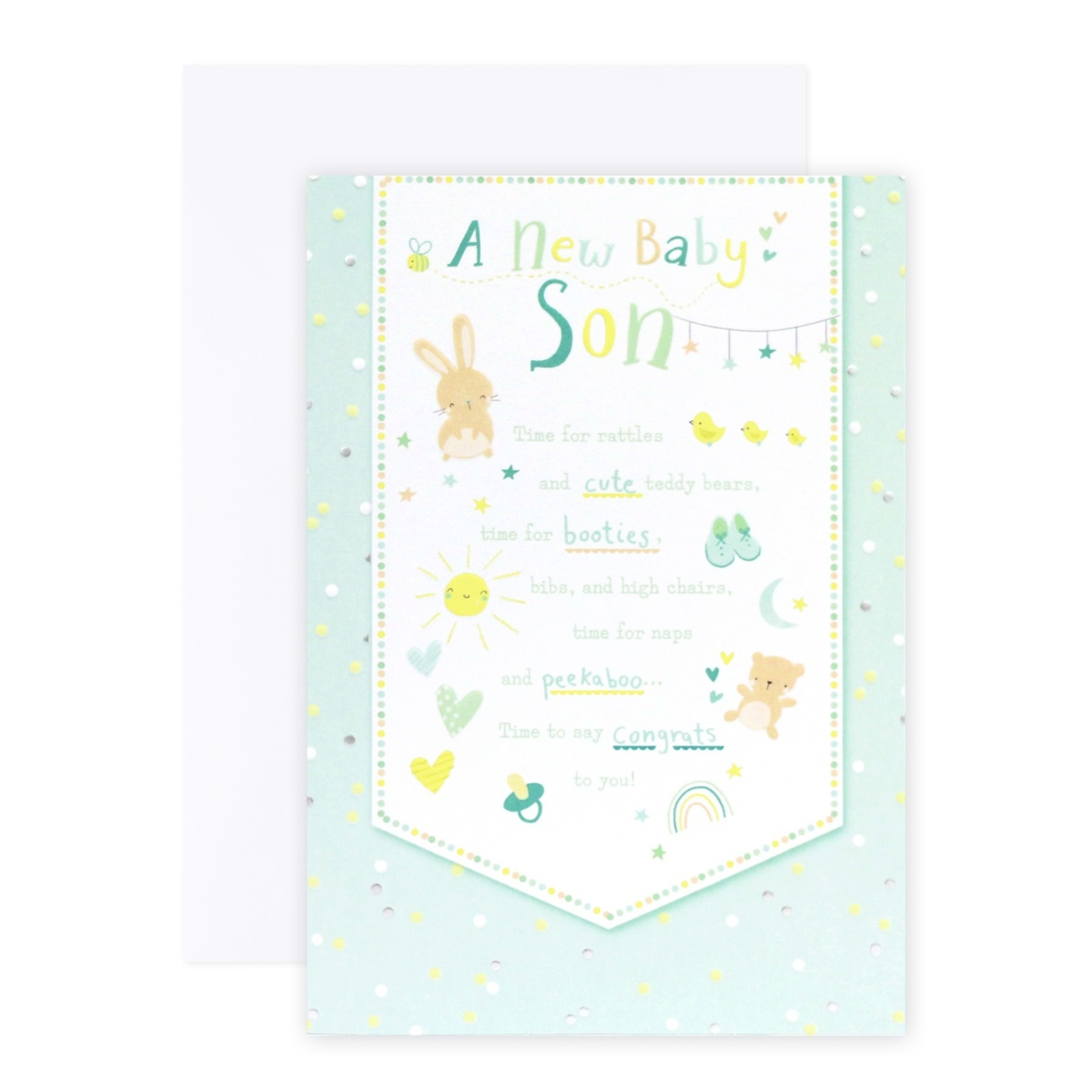 1 Connections from Hallmark New Baby Son Congratulations Card - Lots of Love