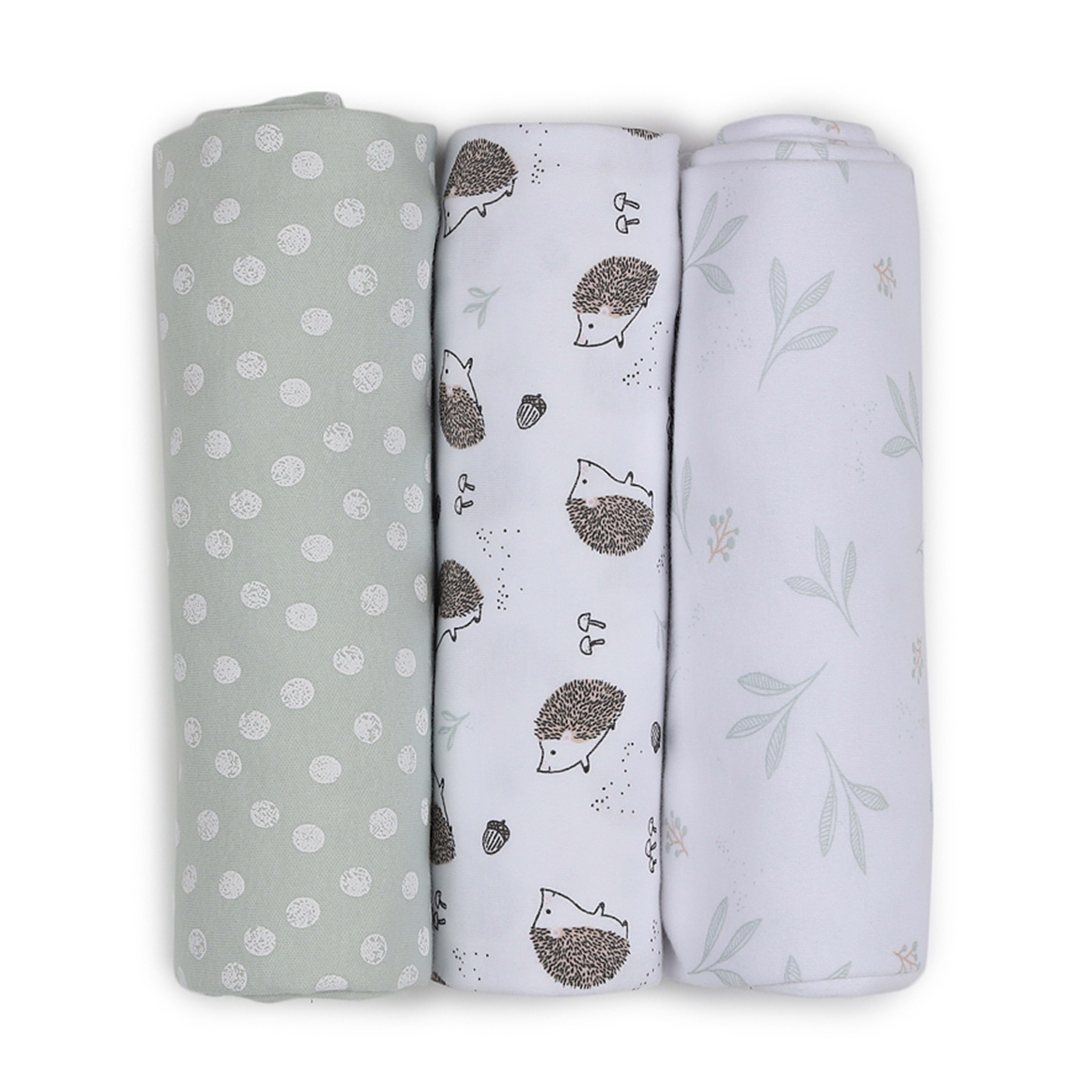 3 3 Pack Cotton Interlock Wraps - Hedgehog, 3 of 6