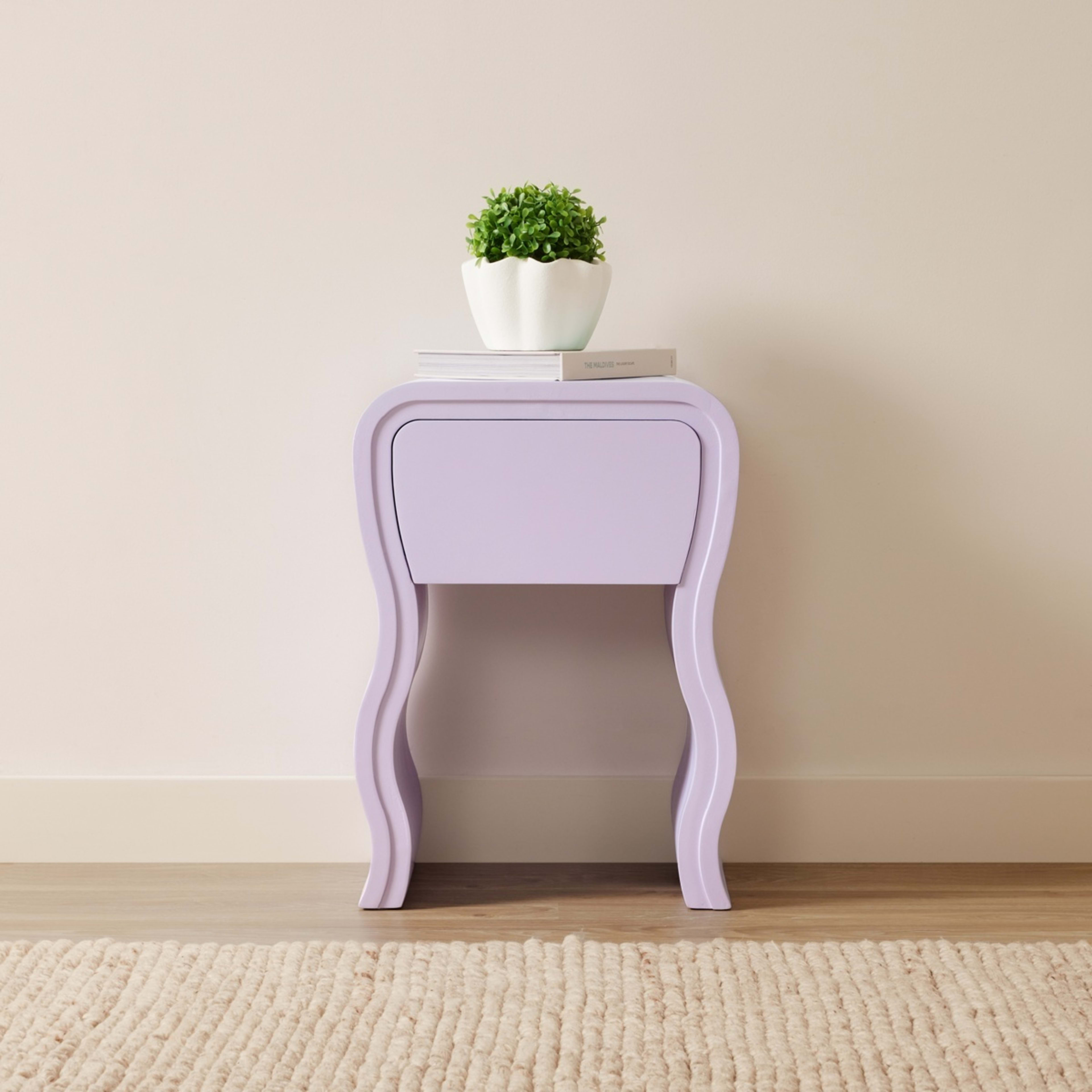 1 Wavy Bedside Table - Lilac, 1 of 6