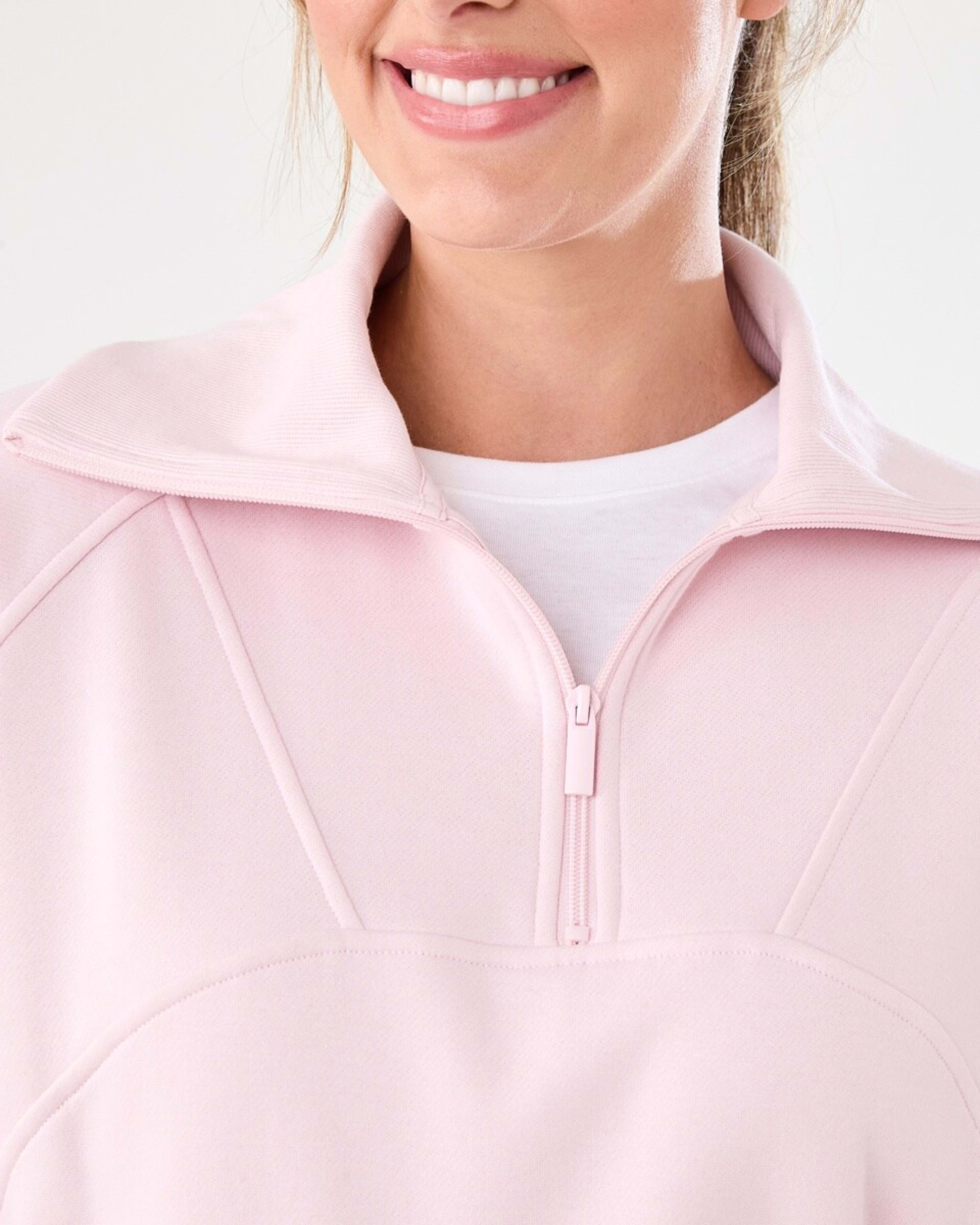 6 Active Womens Fleece 1/2 Zip Jumper AURA PINK, 6 of 7
