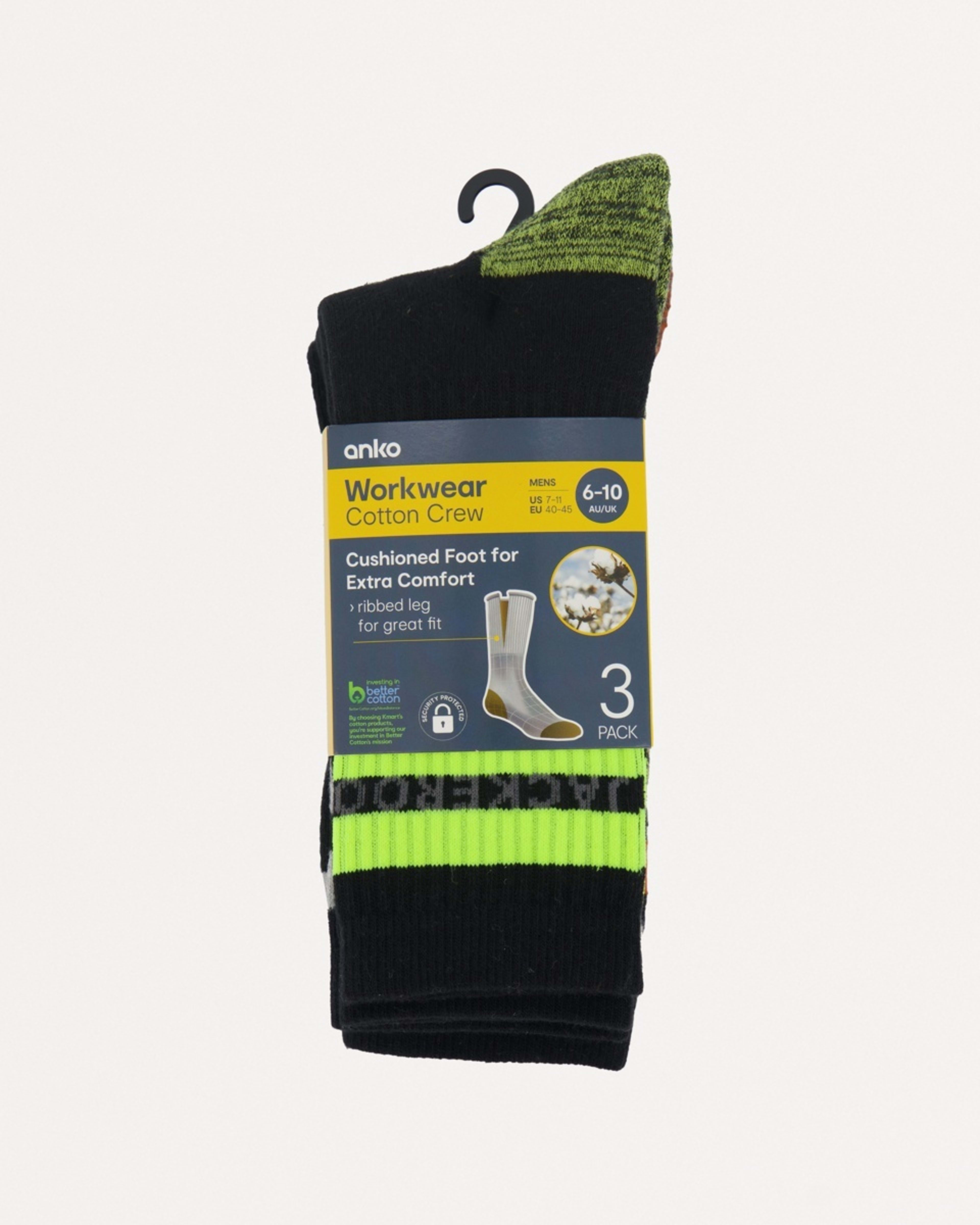 3 3 Pack Stripe Work Socks Fluoro Stripe, 3 of 3