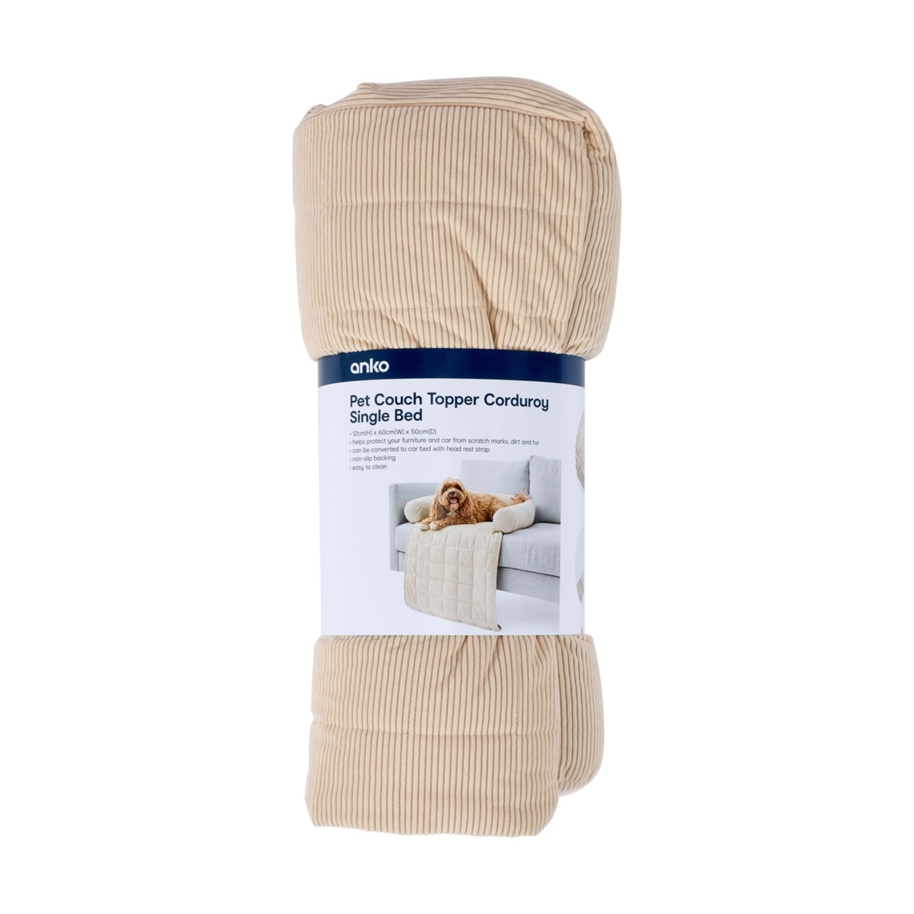 8 Pet Corduroy Couch Topper - Single Bed, Brown, 8 of 8