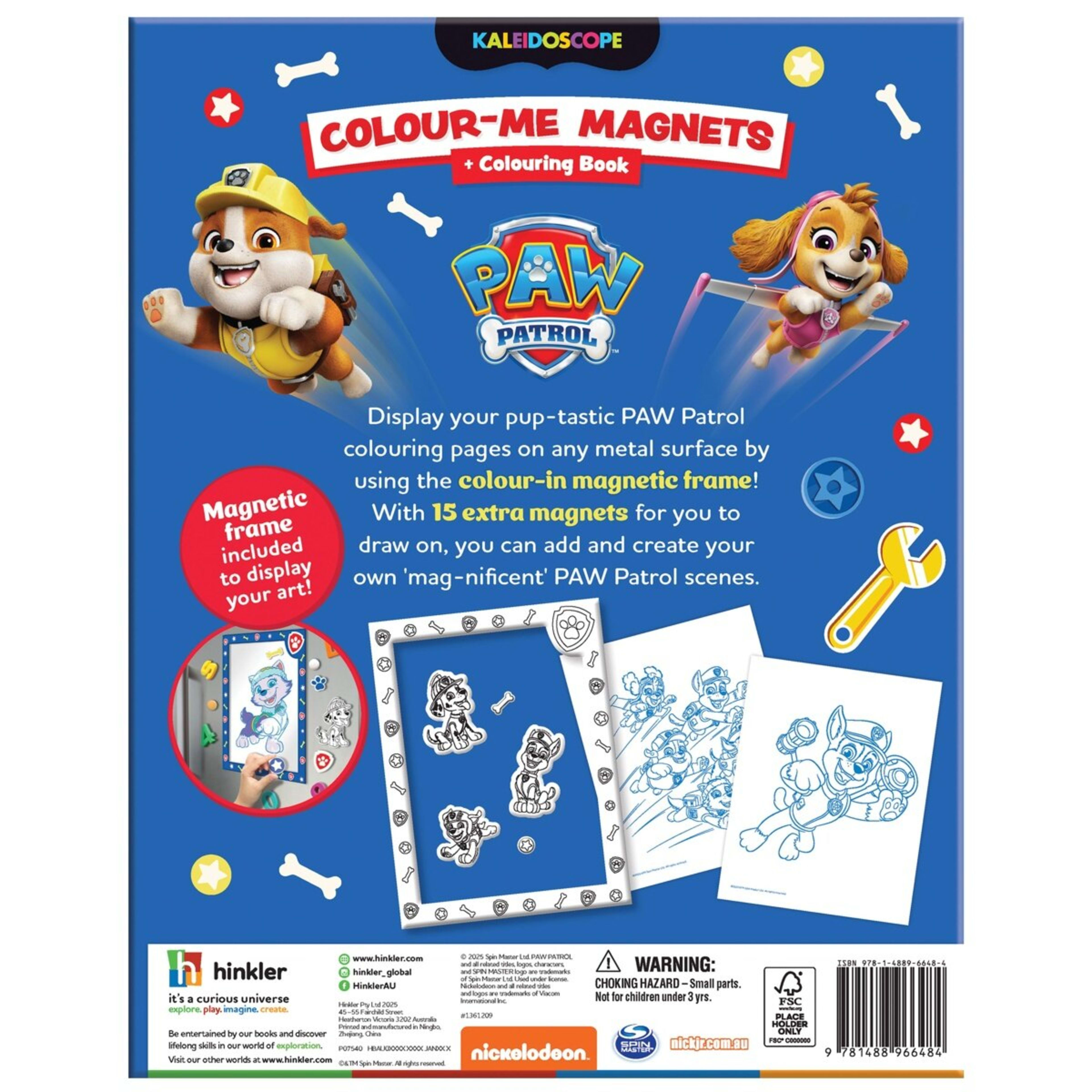 6 Nickelodeon Kaleidoscope PAW Patrol Colour-Me Magnets + Colouring Book, 6 of 6