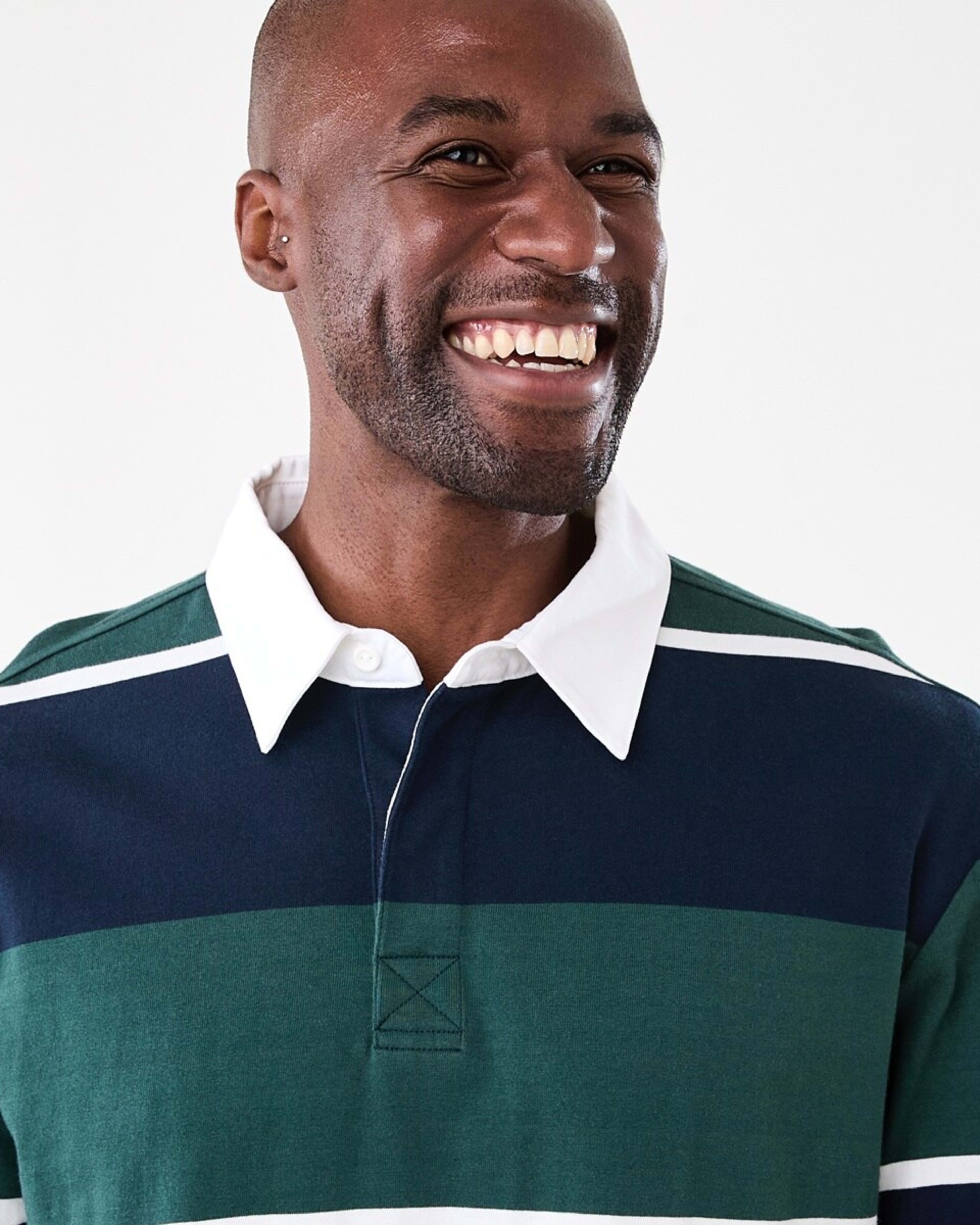 4 Long Sleeve Striped Rugby Shirt Harv Stripe Juniper, 4 of 5