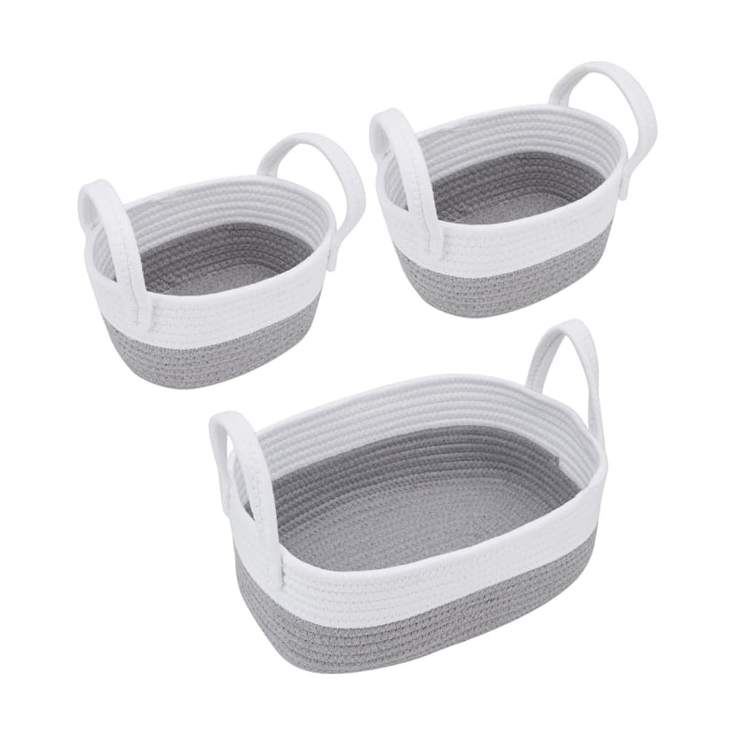 3 Pack Nestled Storage Baskets White and Grey Kmart