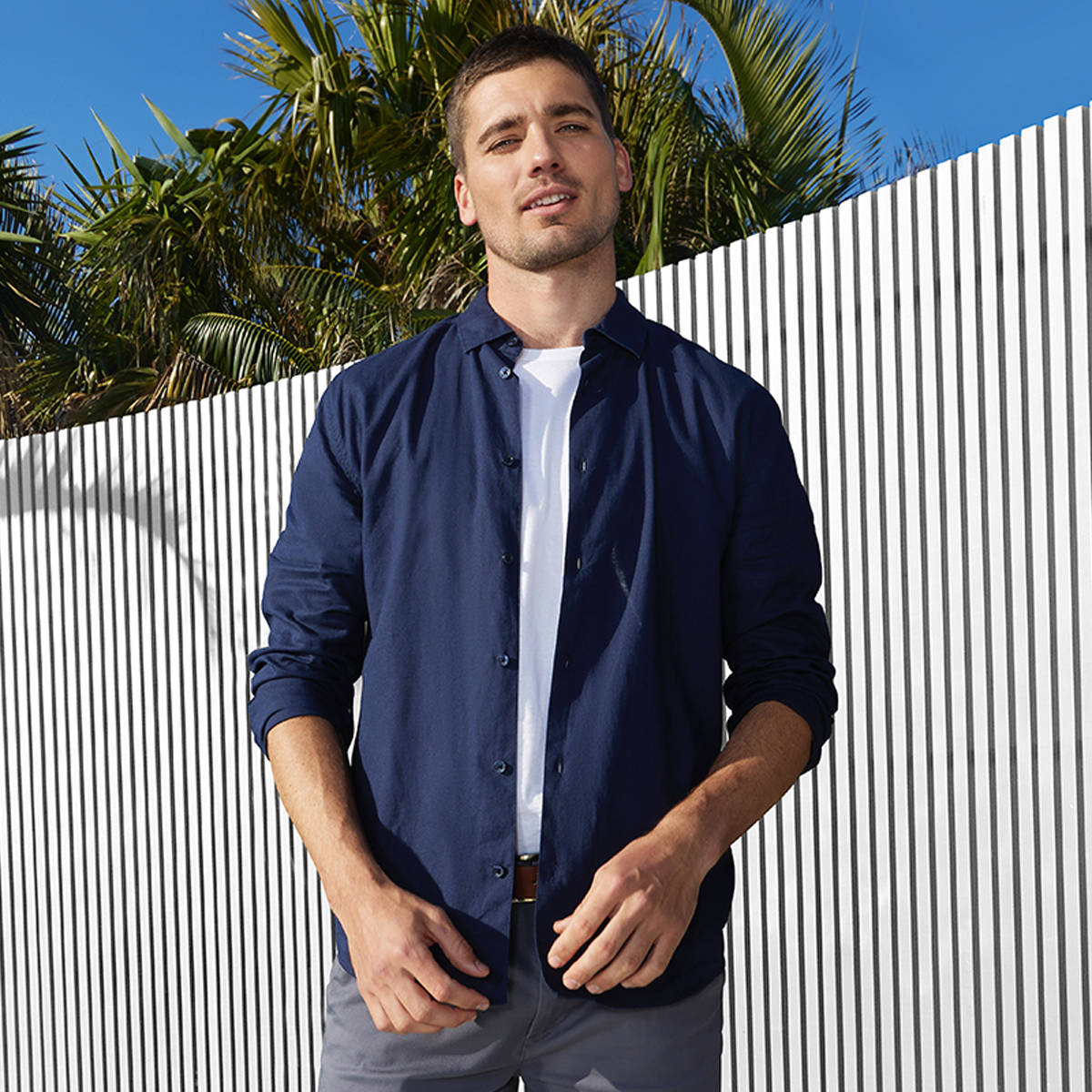 Long Sleeve Solid Linen Blend Shirt - Kmart
