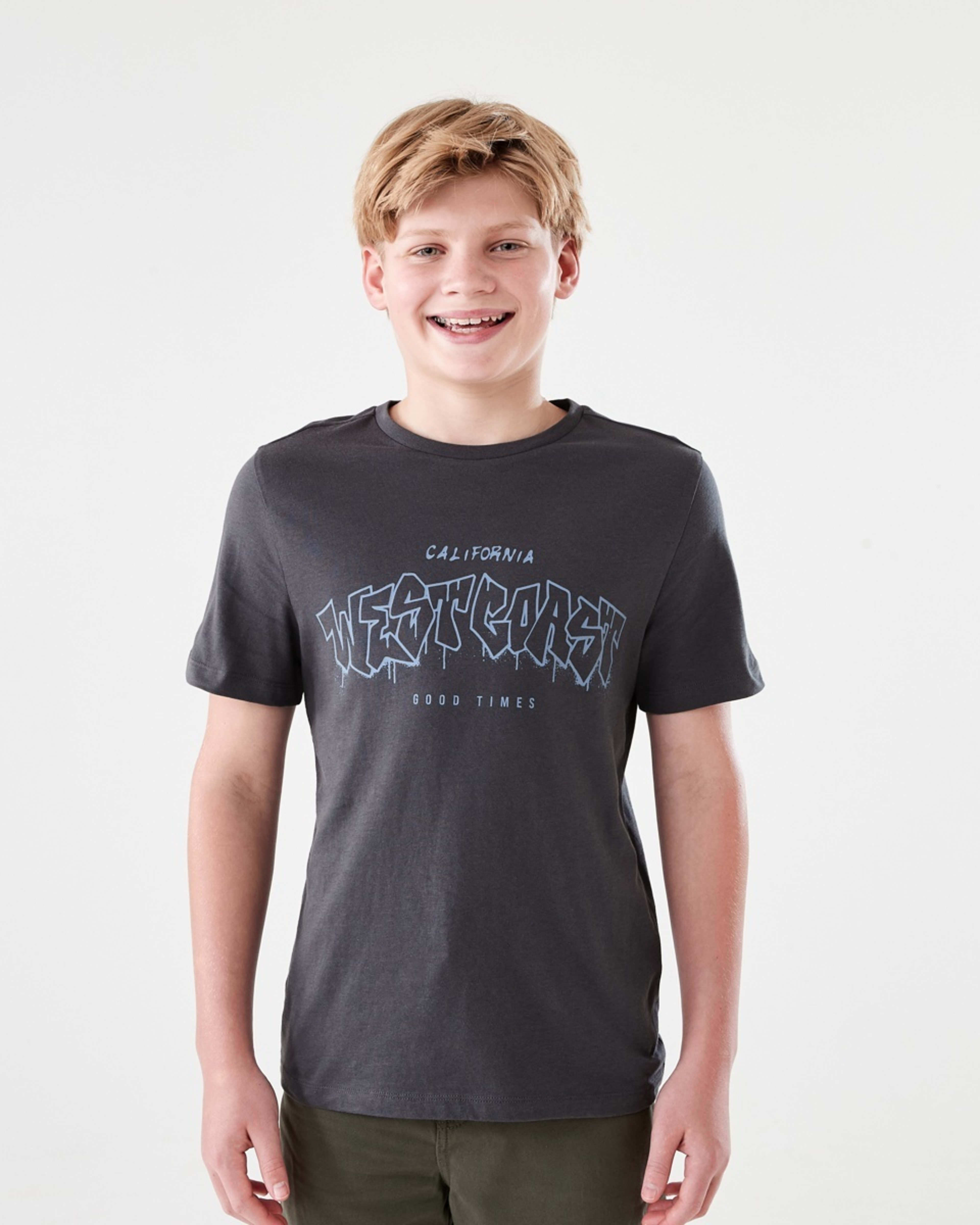 1 Short Sleeve Print T-shirt WEST COAST GRAFFITI GREY, 1 of 6