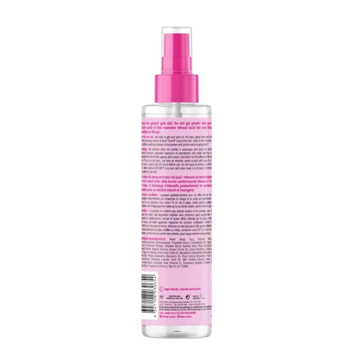 B.tan Gimme The Glow Down Facial Tan Mist 190ml - Rosewater Dark - Kmart