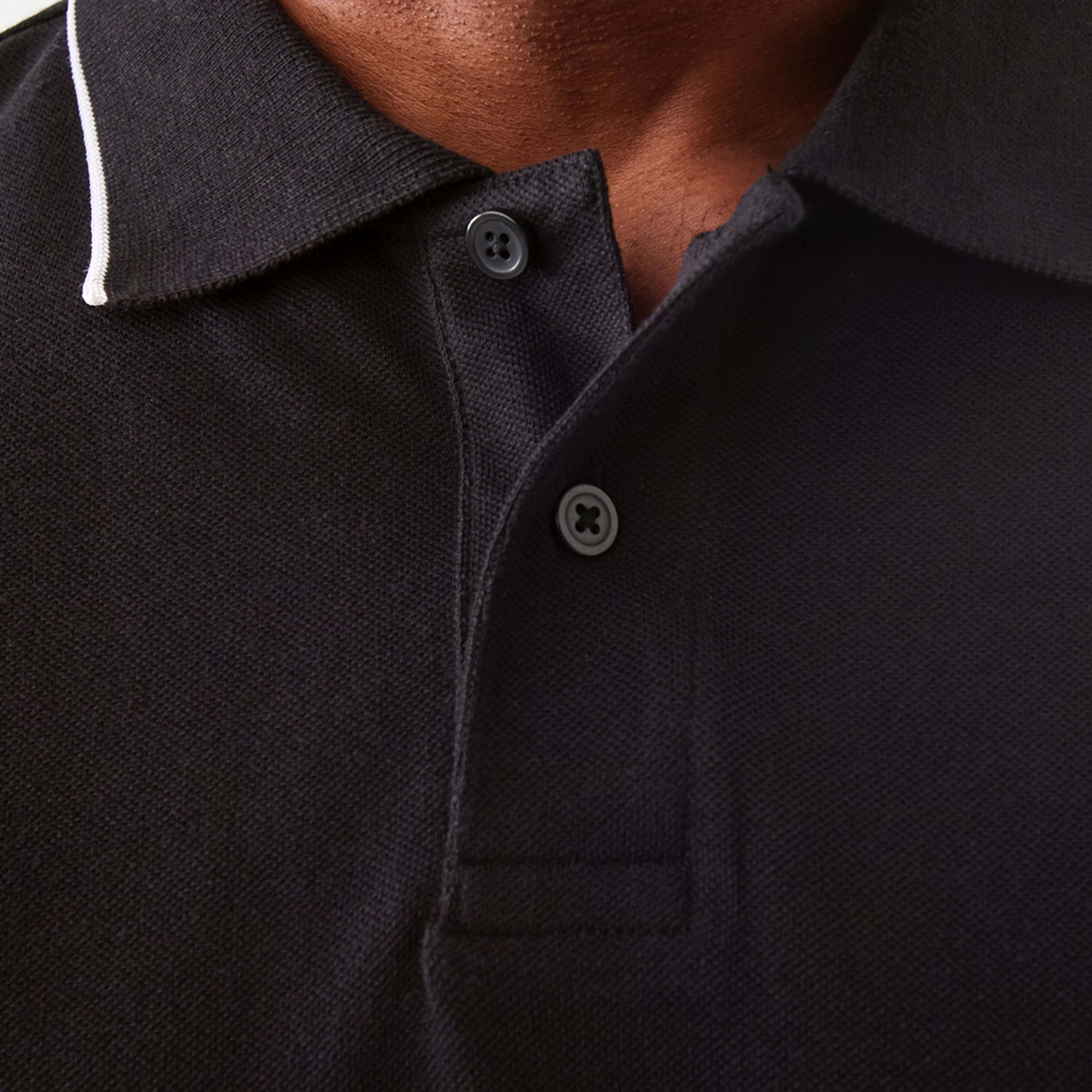 5 Tipped Pique Polo Shirt Black, 5 of 7