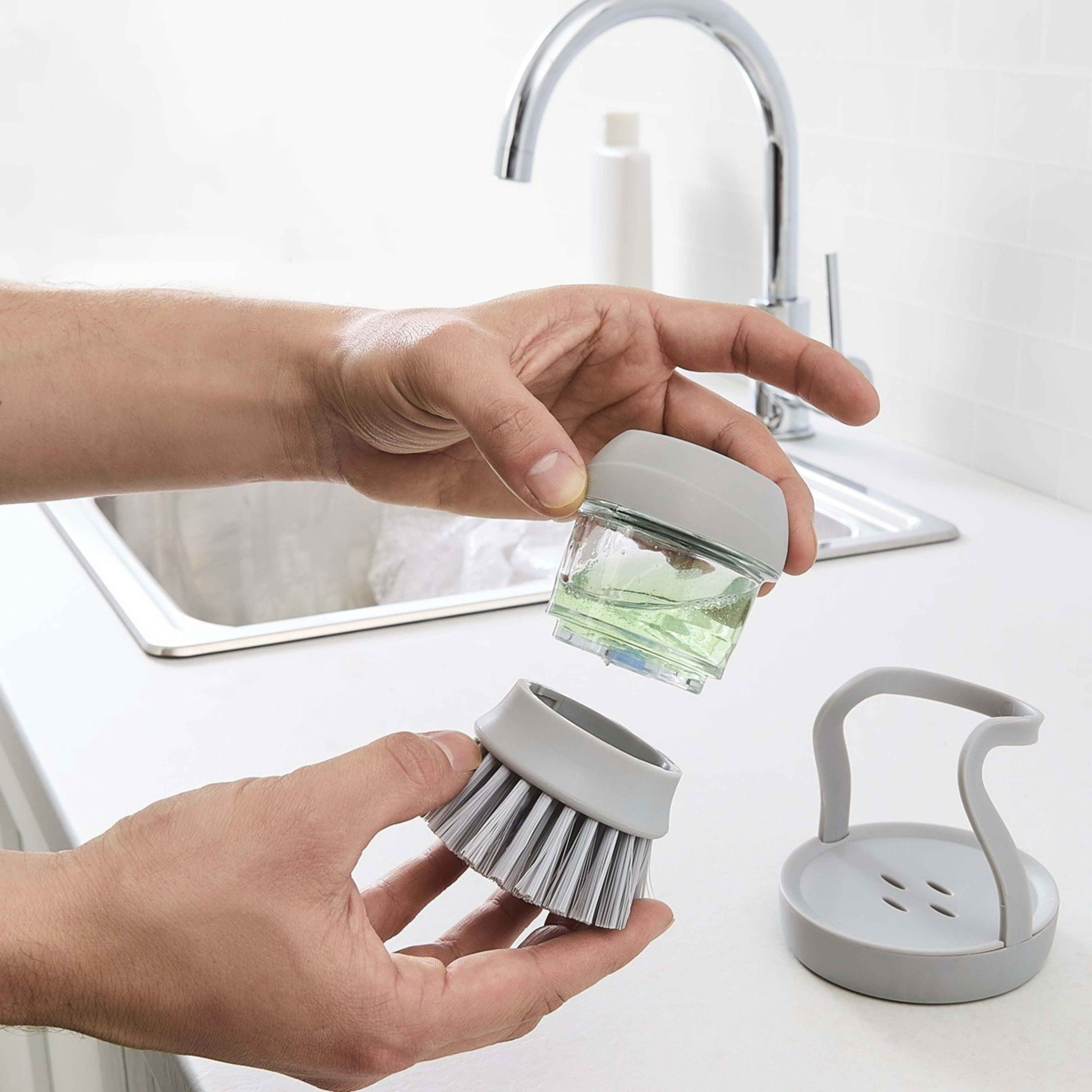 2 Soap Dispenser Dish Brush with Holder, 2 of 10