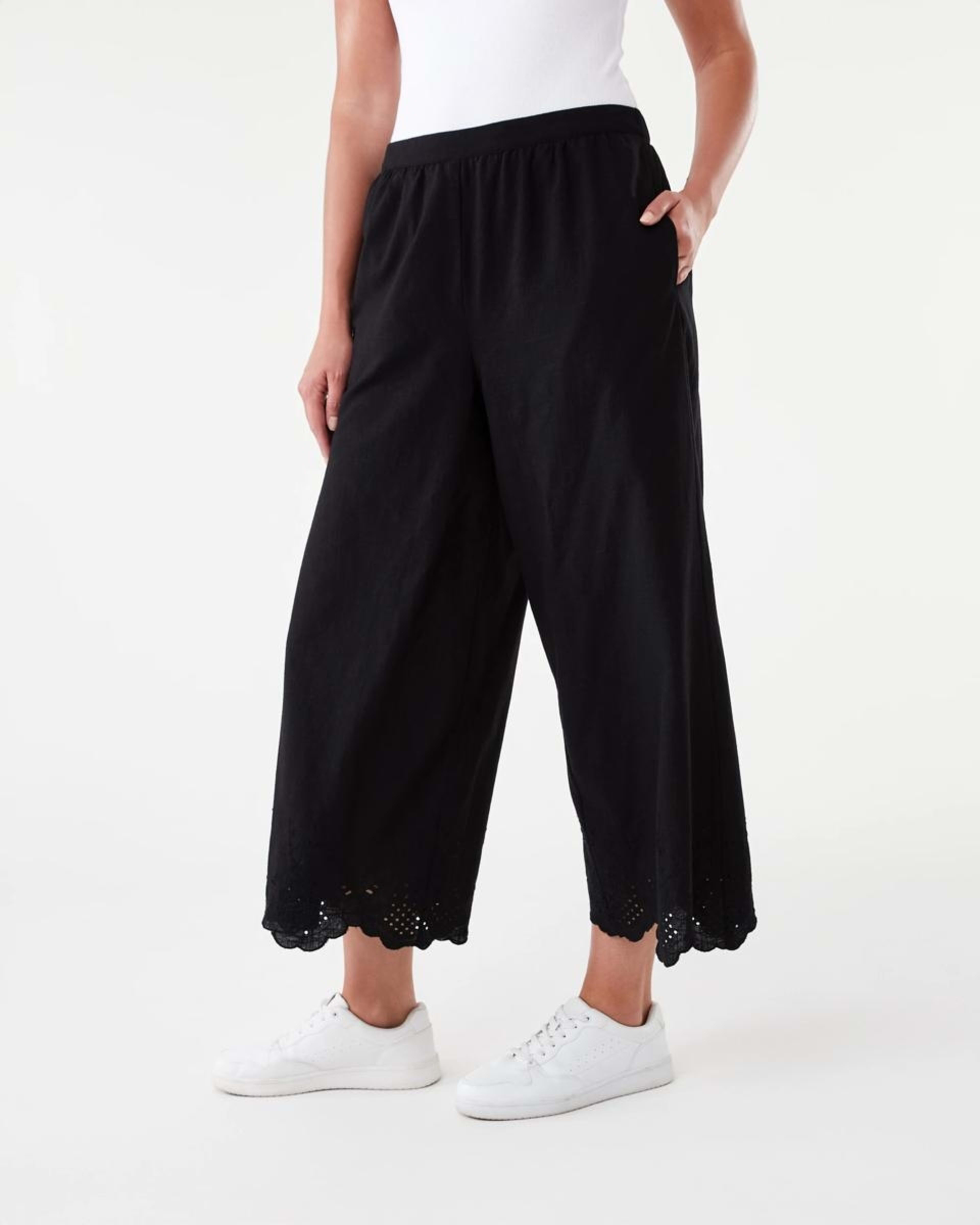 2 Embroidered Hem Pants Black, 2 of 6