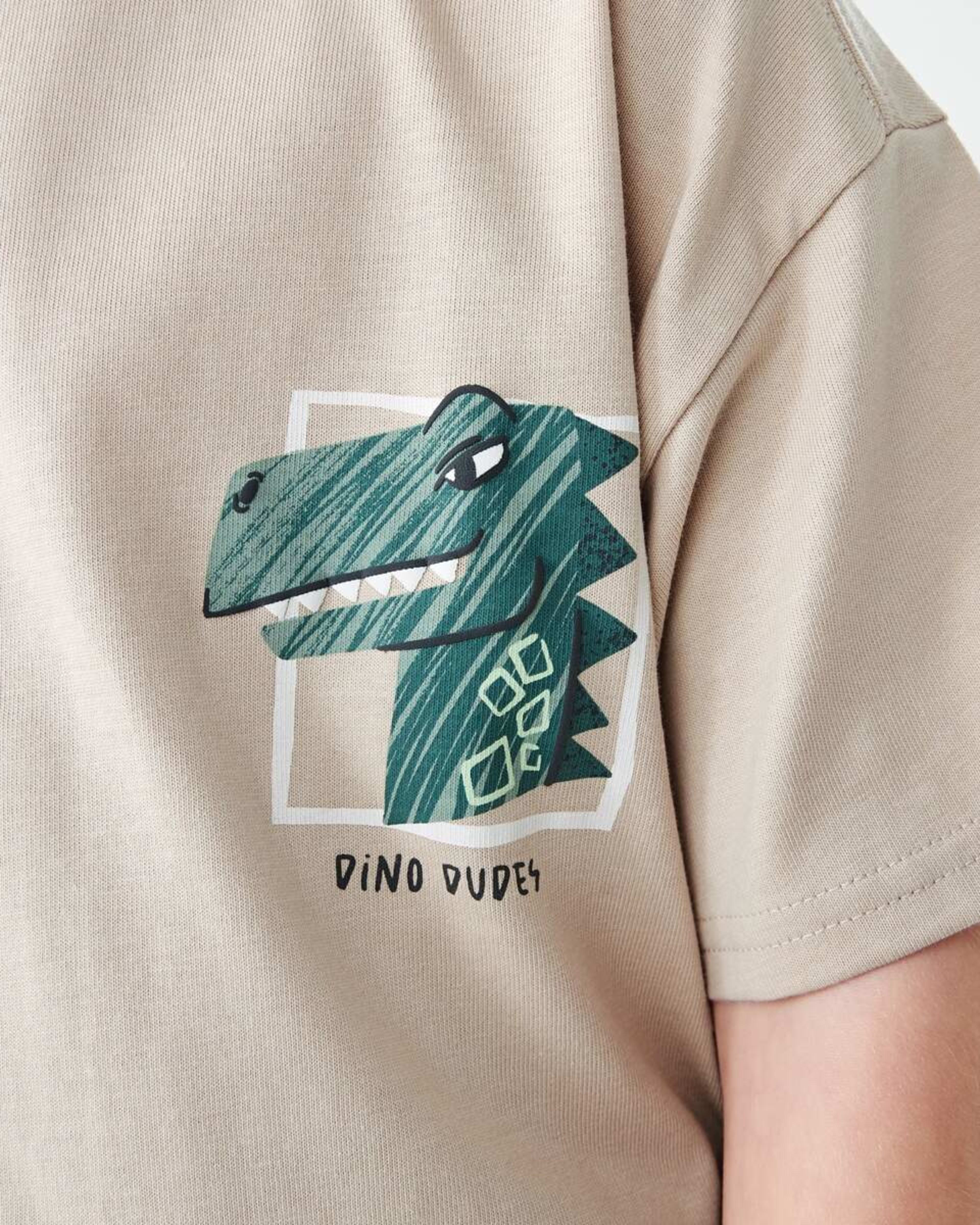 4 Short Sleeve Oversized Print T-shirt DINO DUDES NATURAL ECRU, 4 of 7
