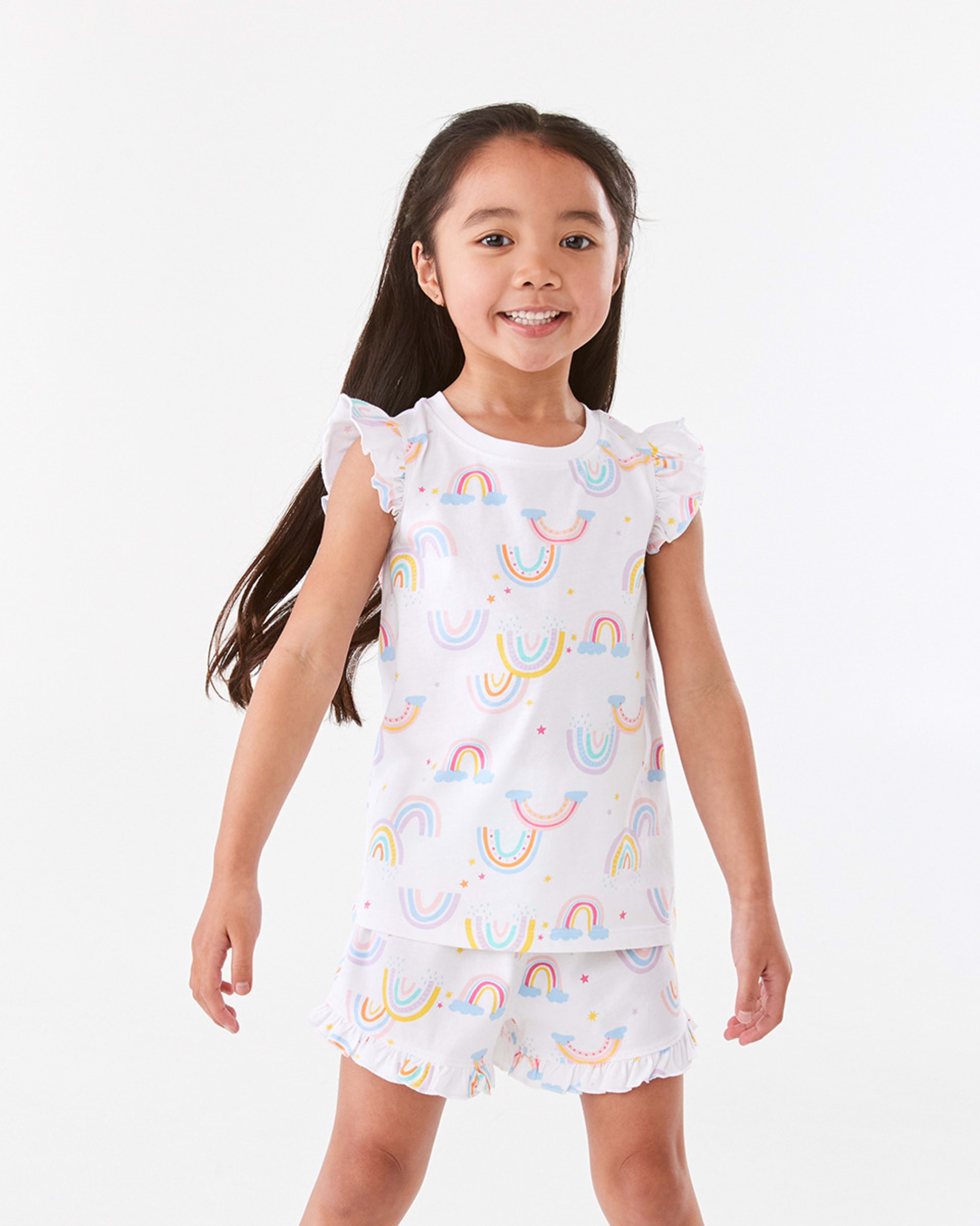 1 Short Sleeve Jersey Knit Pyjama Set Rainbowwte