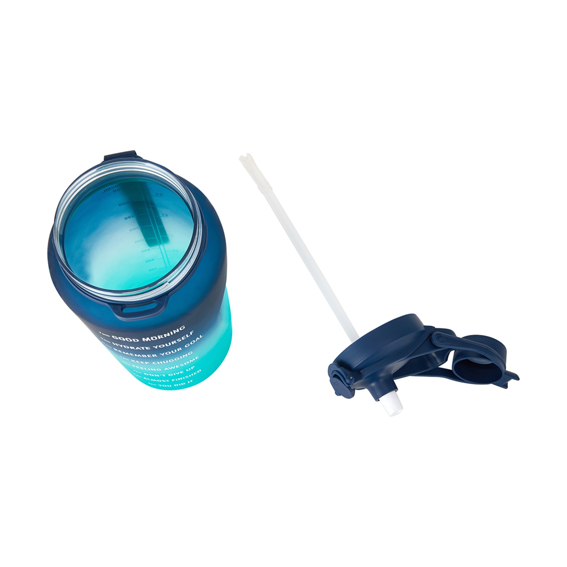 2.1L Navy and Teal Ombre Daily Intake Flip Lid Drink Bottle Kmart