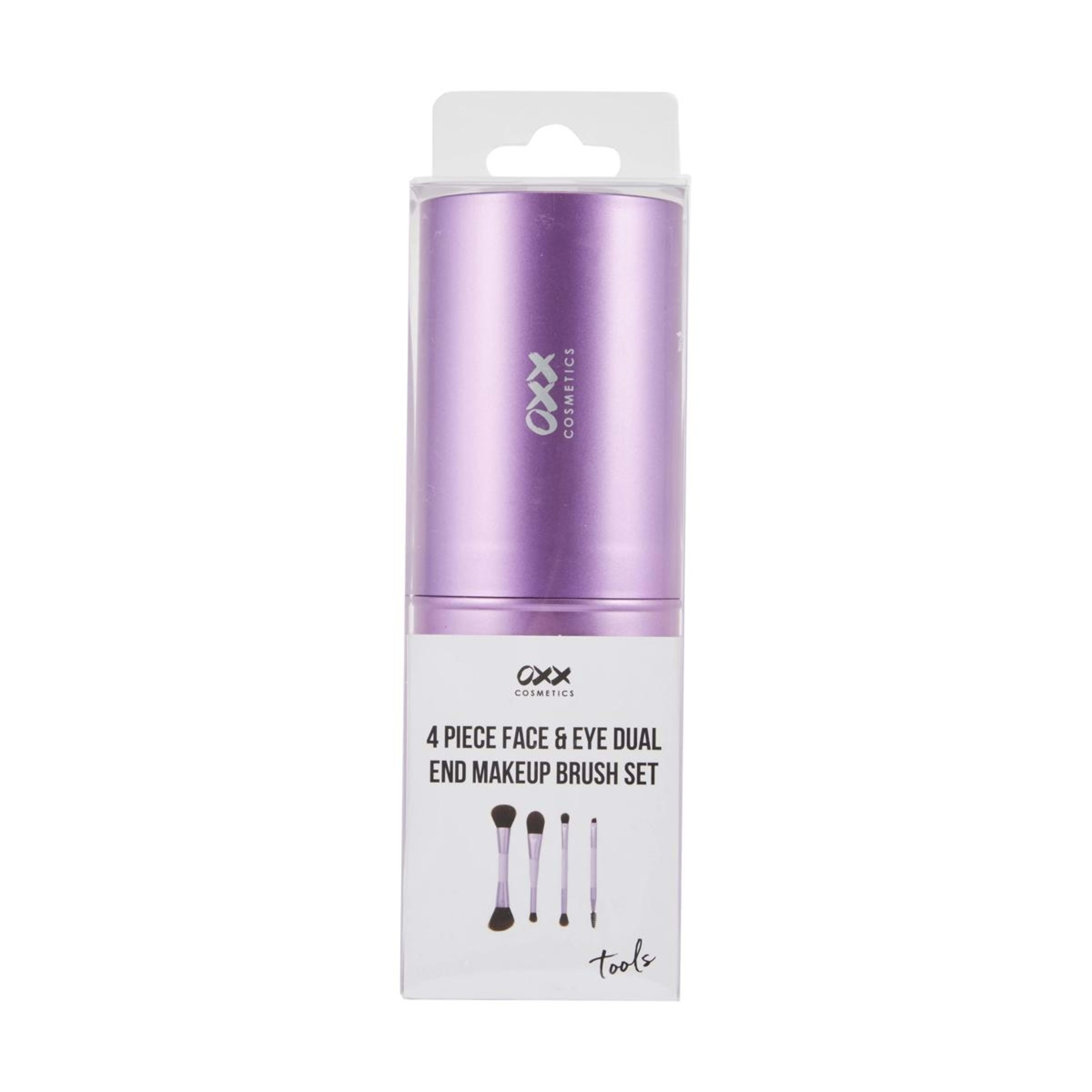 1 OXX Cosmetics 4 Piece Face and Eye Dual End Makeup Brush Set - Purple
