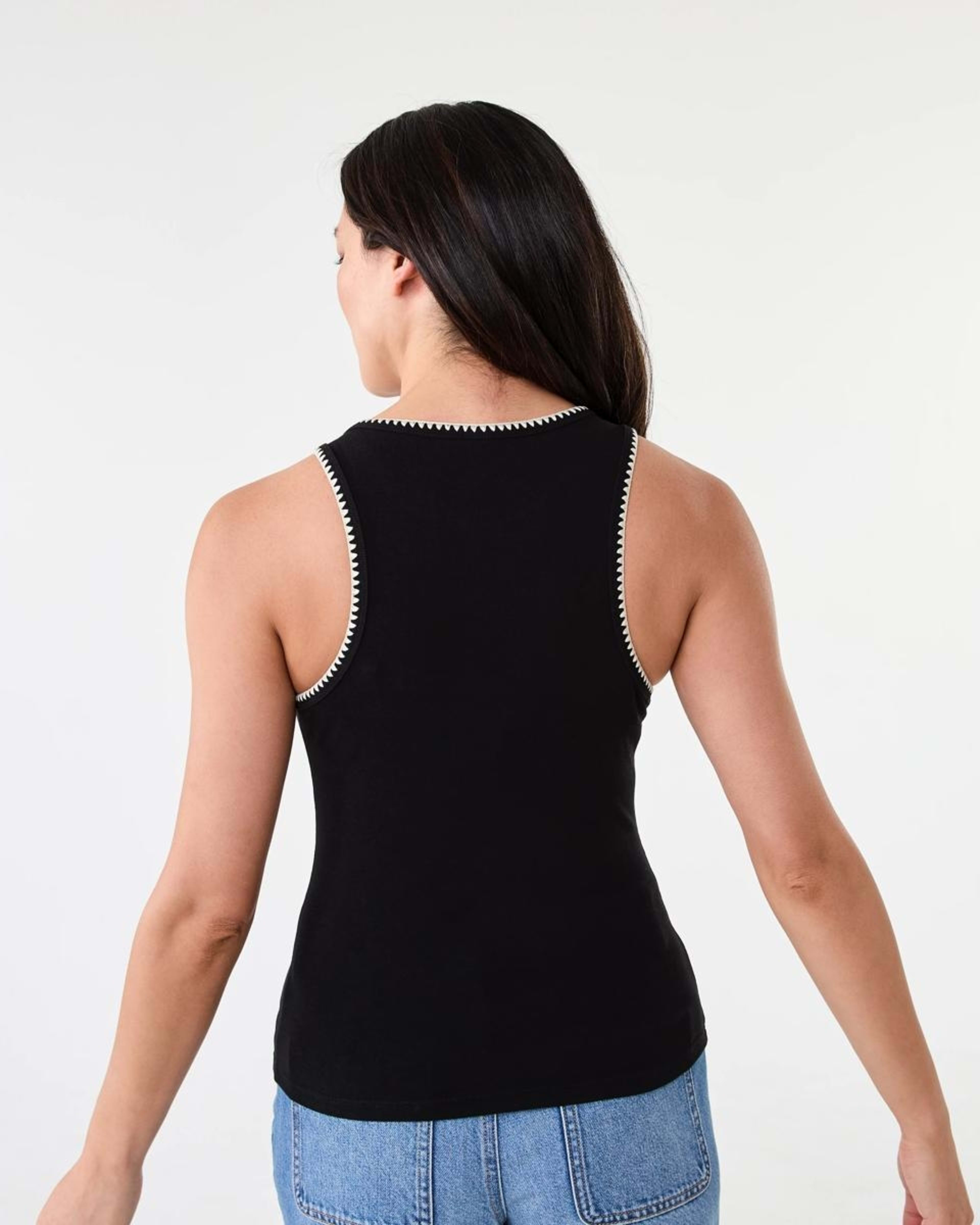 3 Sleeveless Whip Stitch Tank Black, 3 of 5