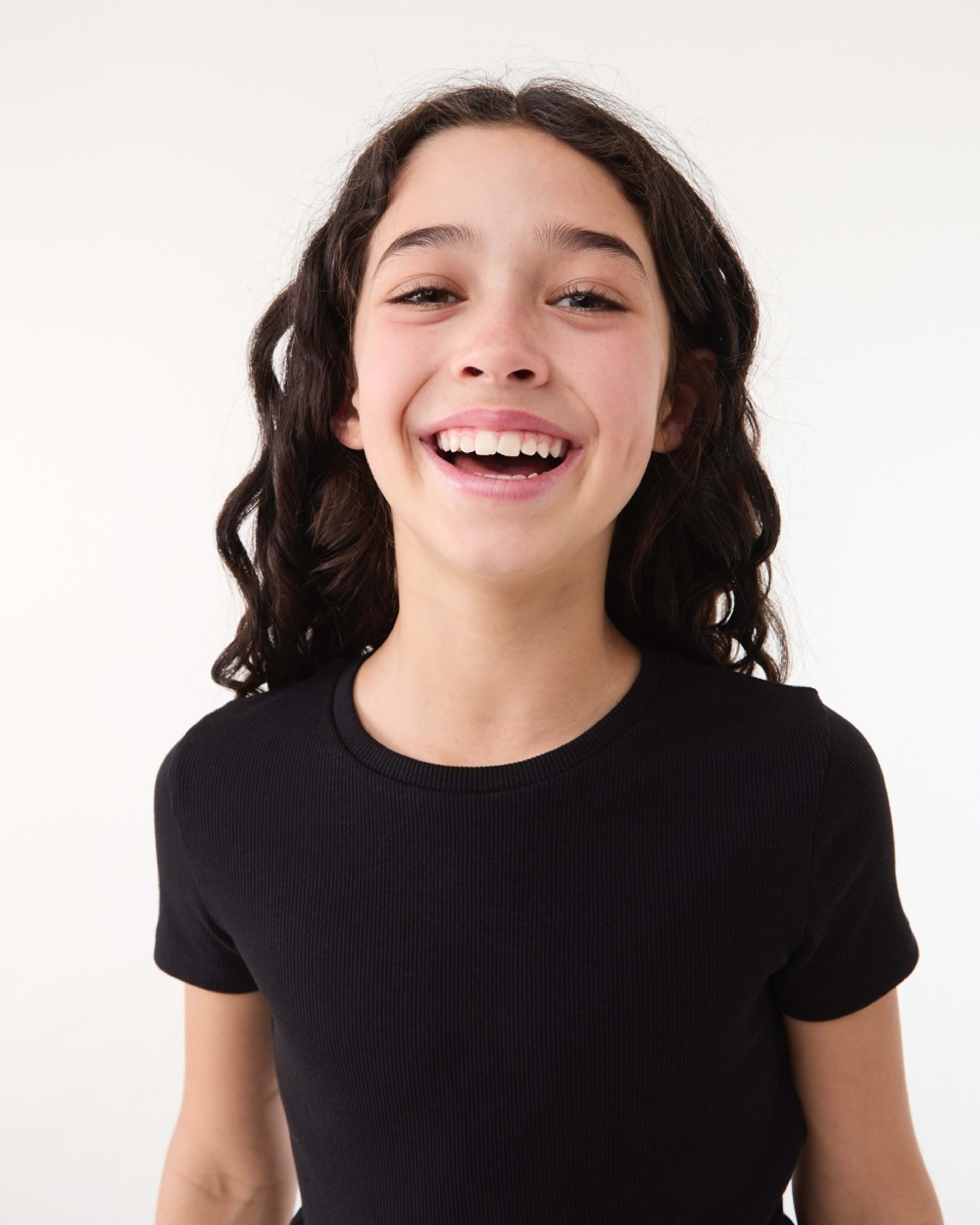 3 Short Sleeve Rib Top BLACK, 3 of 7