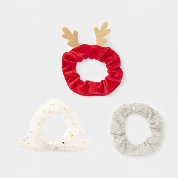 3 Pack Christmas Antler Scrunchies - Kmart