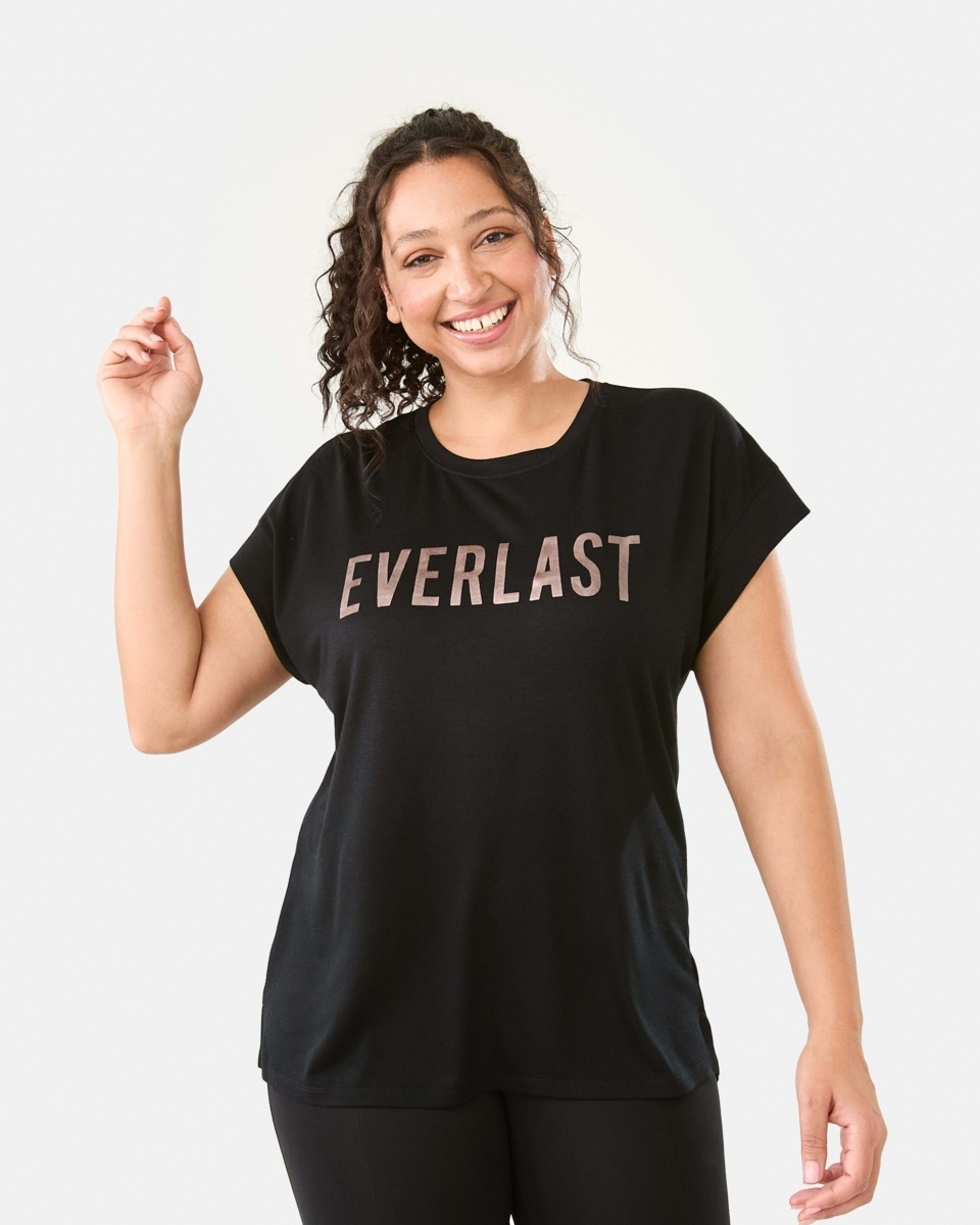 1 Everlast Womens Relaxed Long T-shirt EVERLAST BLACK