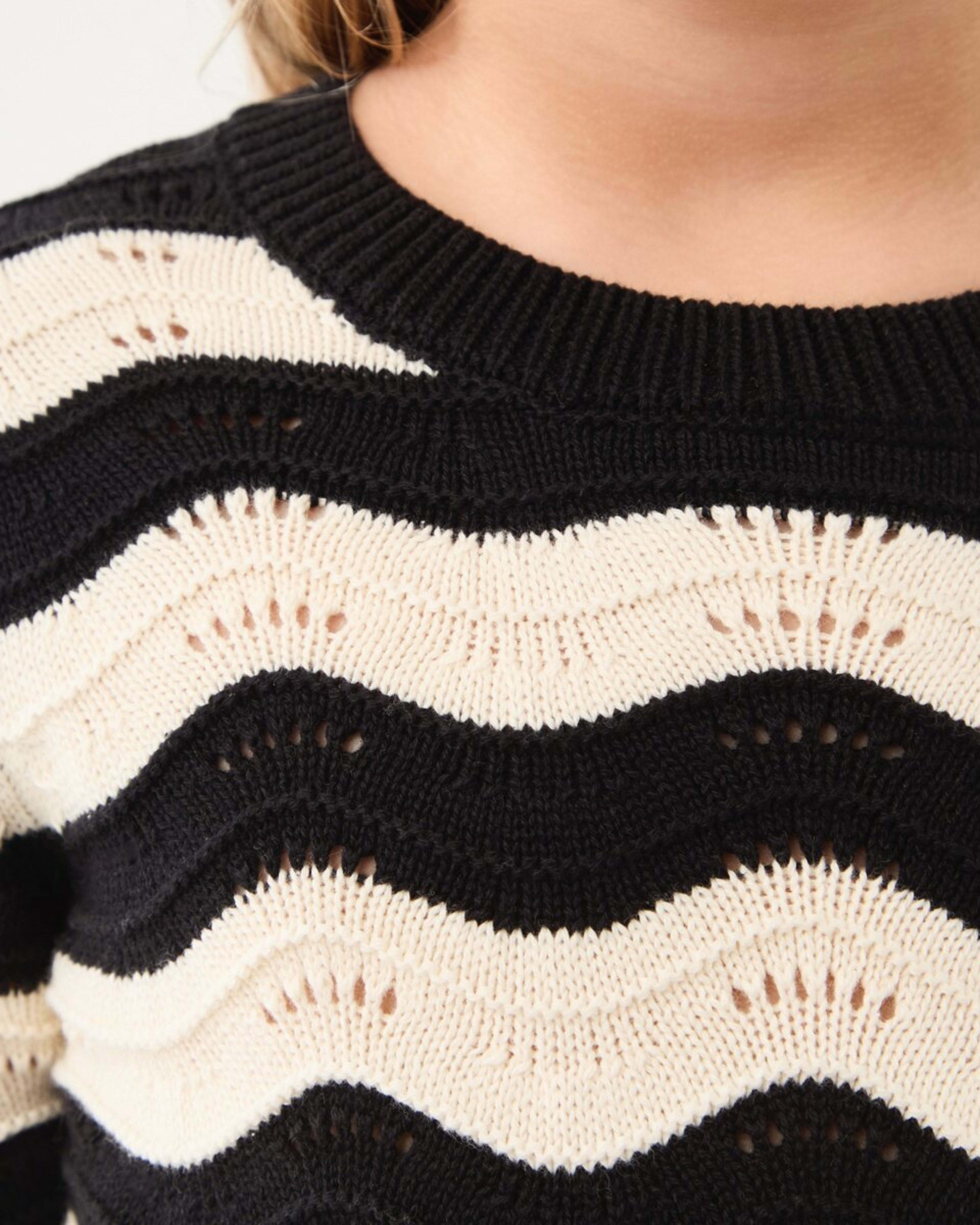 4 Knit Jumper Wave Crochet Knit Black, 4 of 8