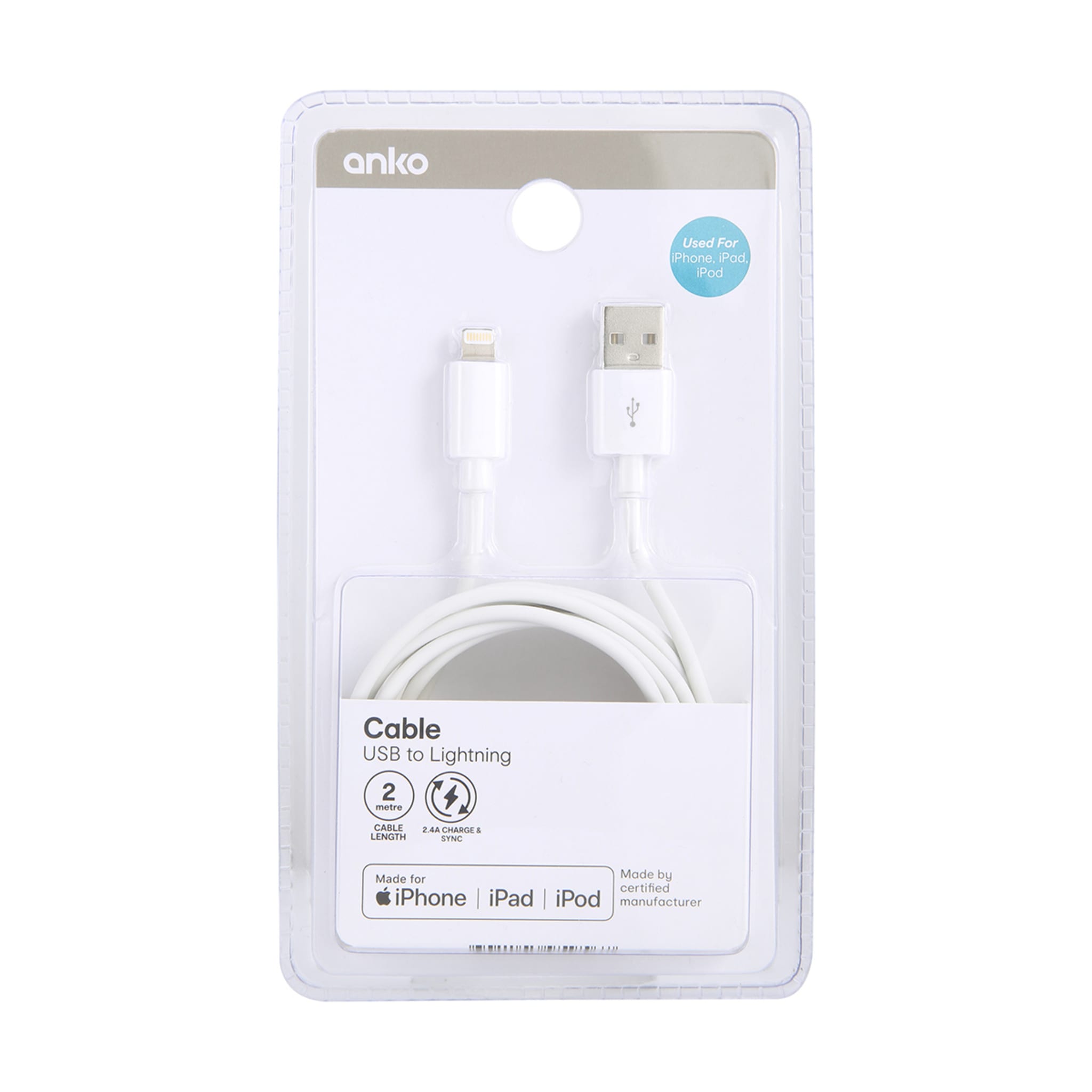 Lightning Cable 2m Kmart