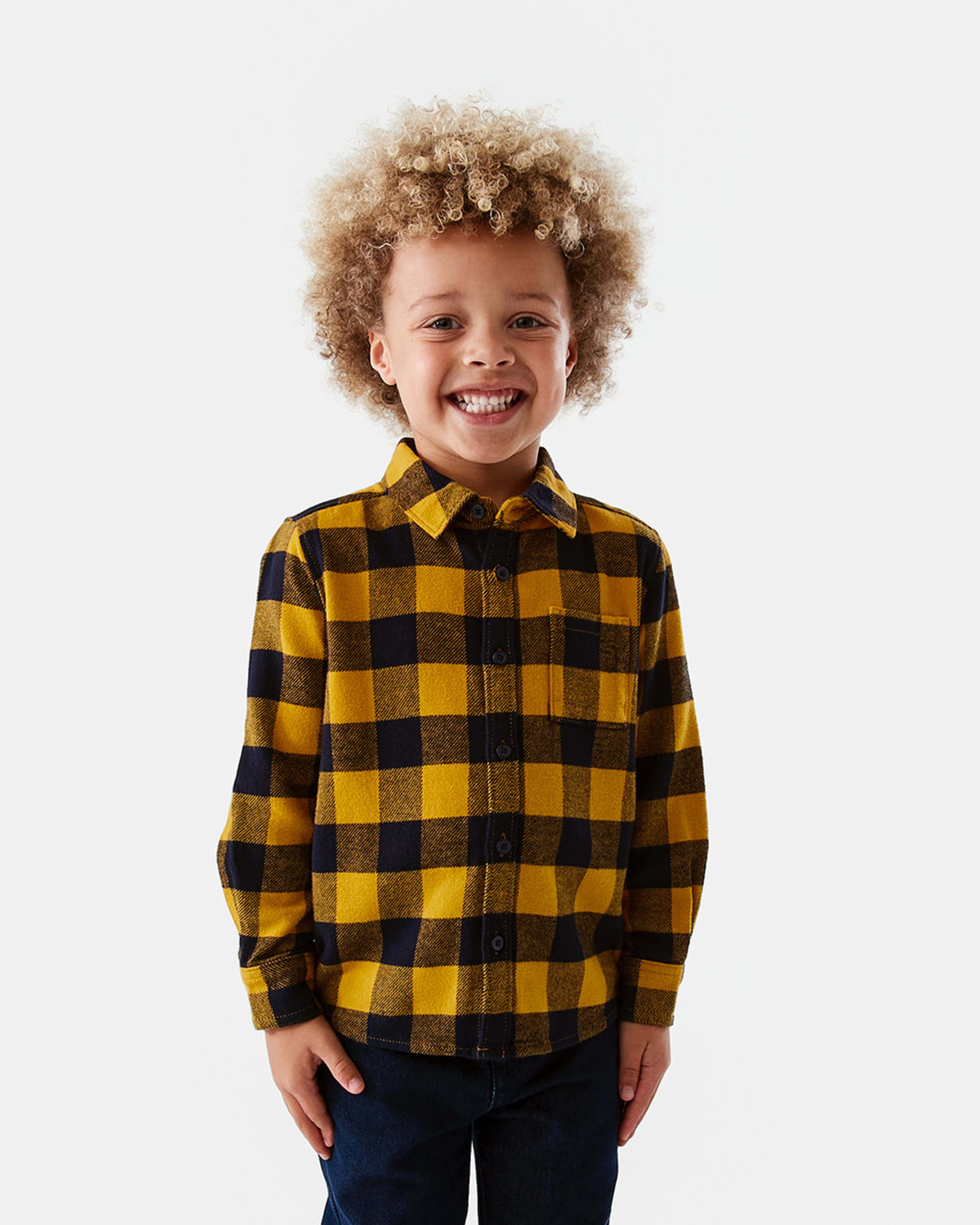 1 Yarn Dye Flannelette Shirt Ylw Check, 1 of 9