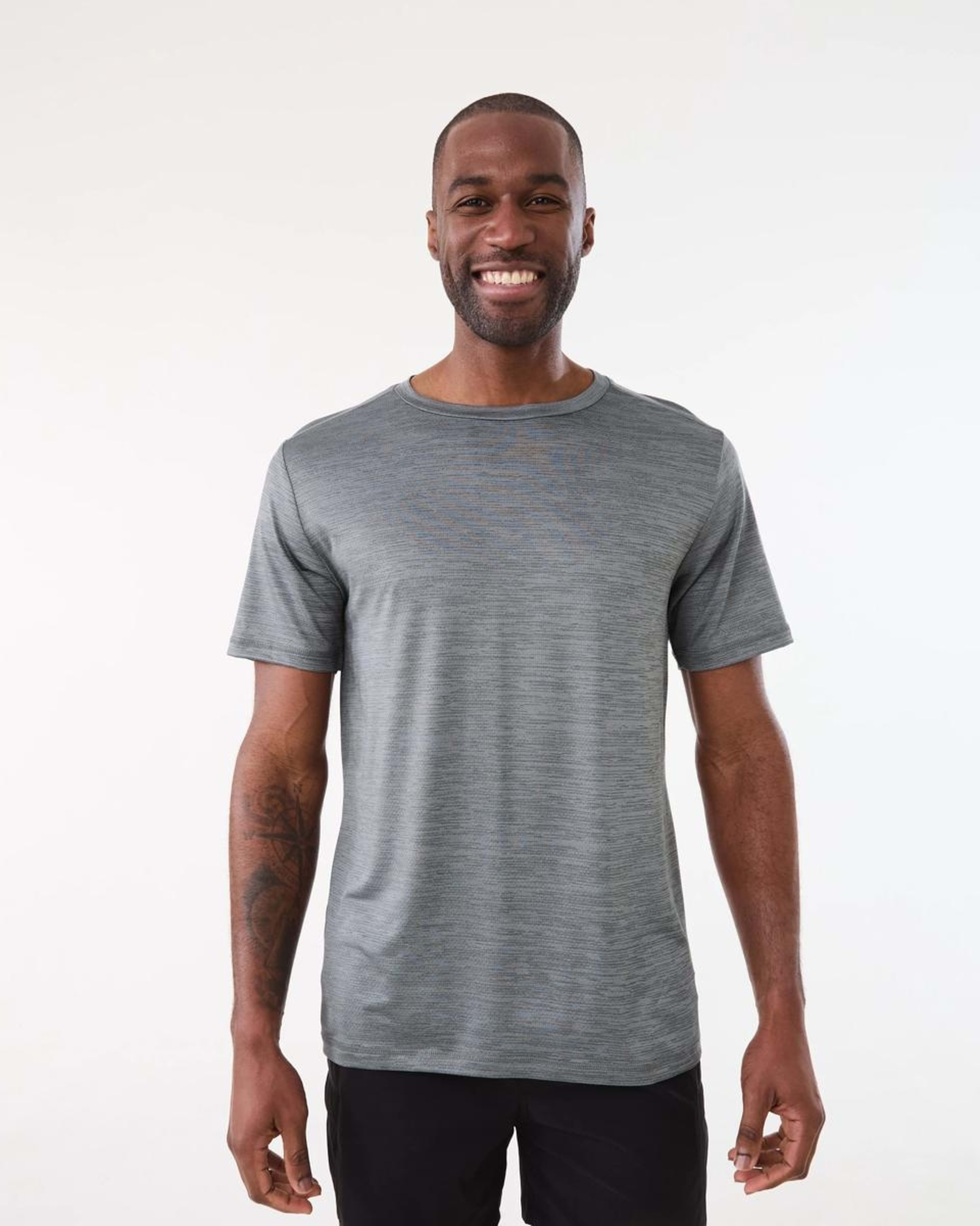 1 Active Mens Crew Neck Cationic T-shirt QUIET SHADE