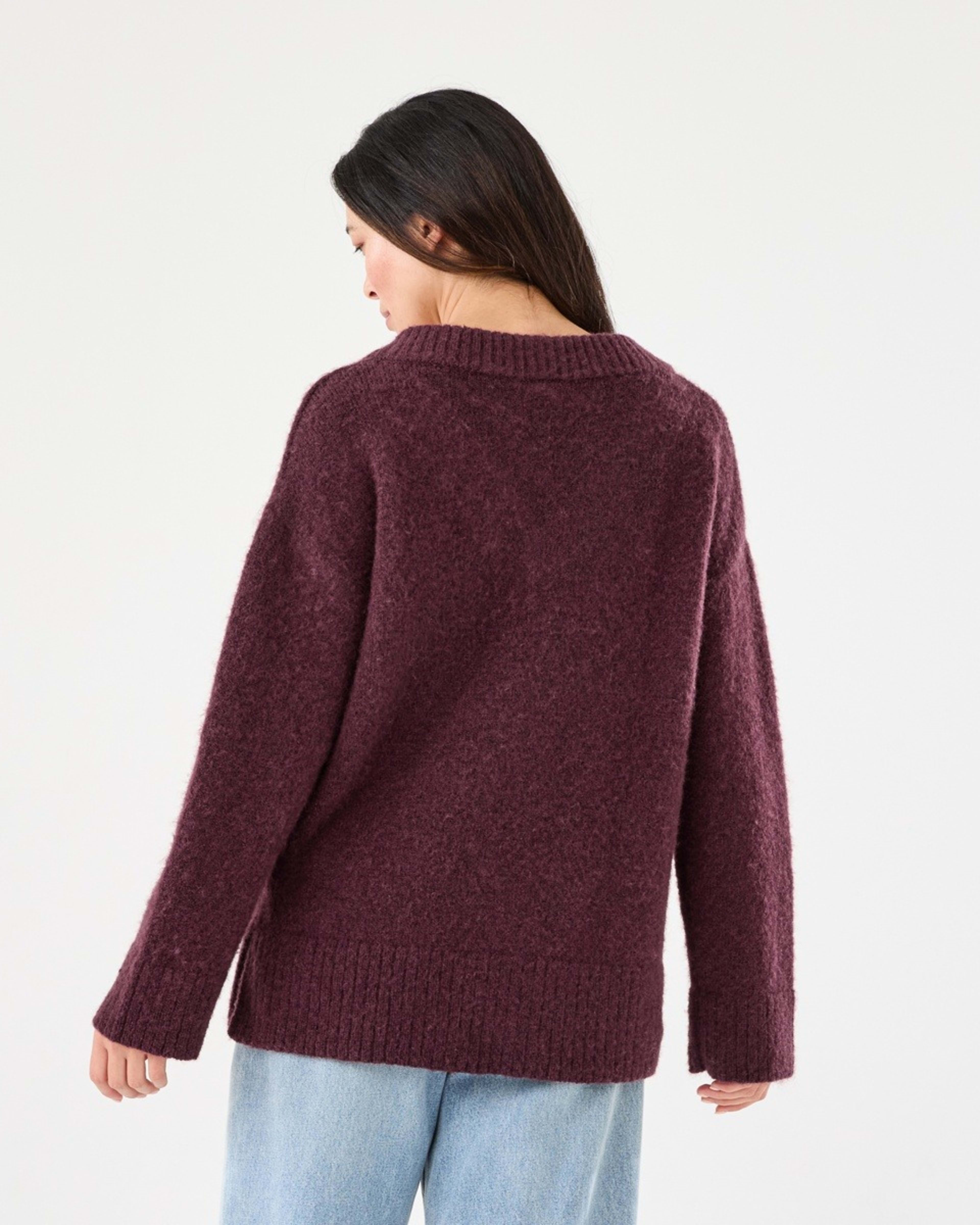 3 Fluffy V-Neck Jumper Mulberry, 3 of 6
