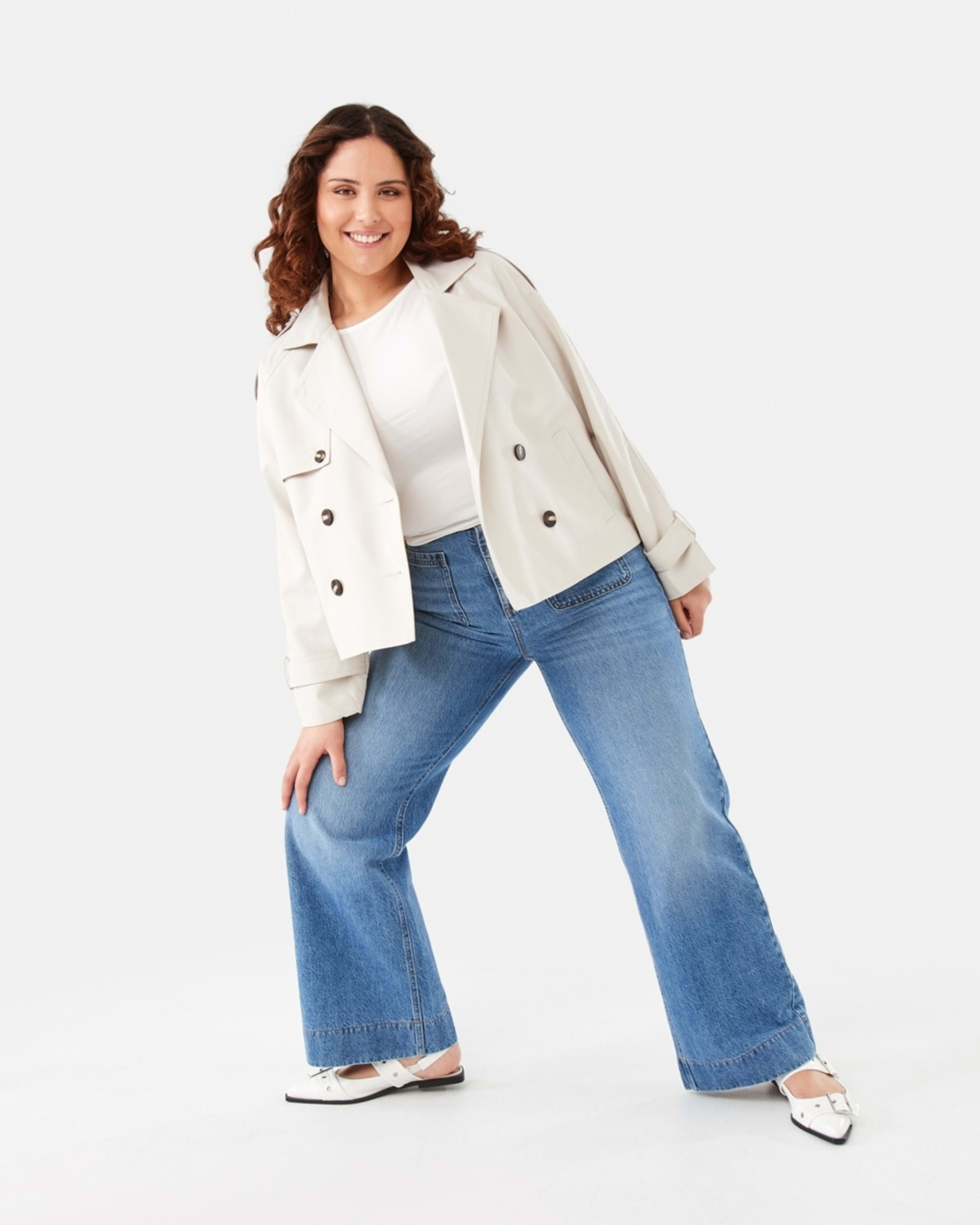 2 Crop Trench Coat Ecru, 2 of 10