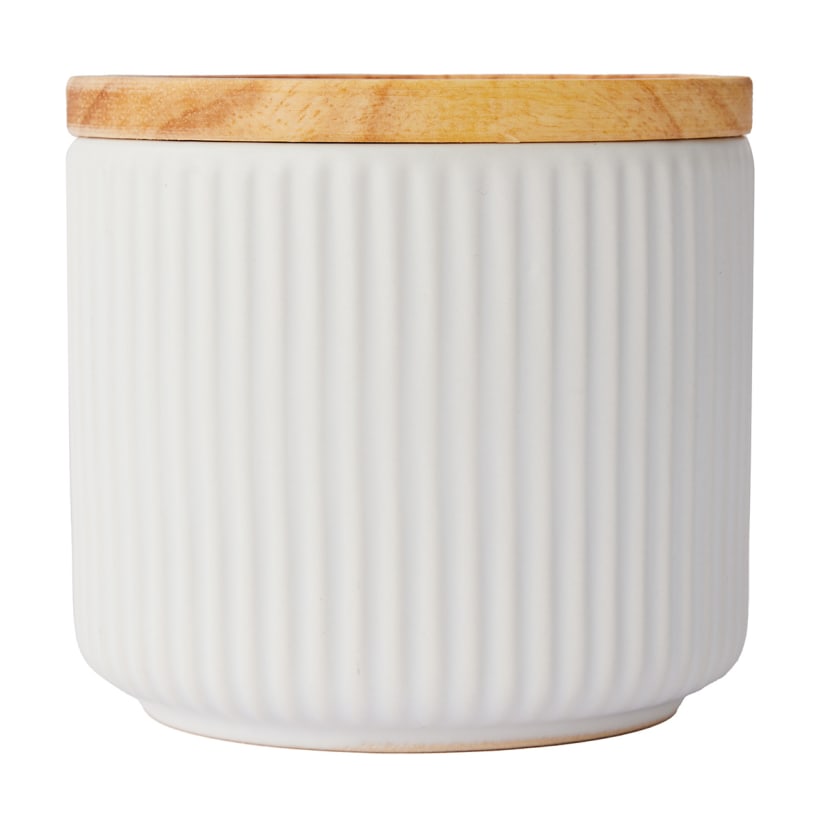 Small White Ribbed Canister Kmart