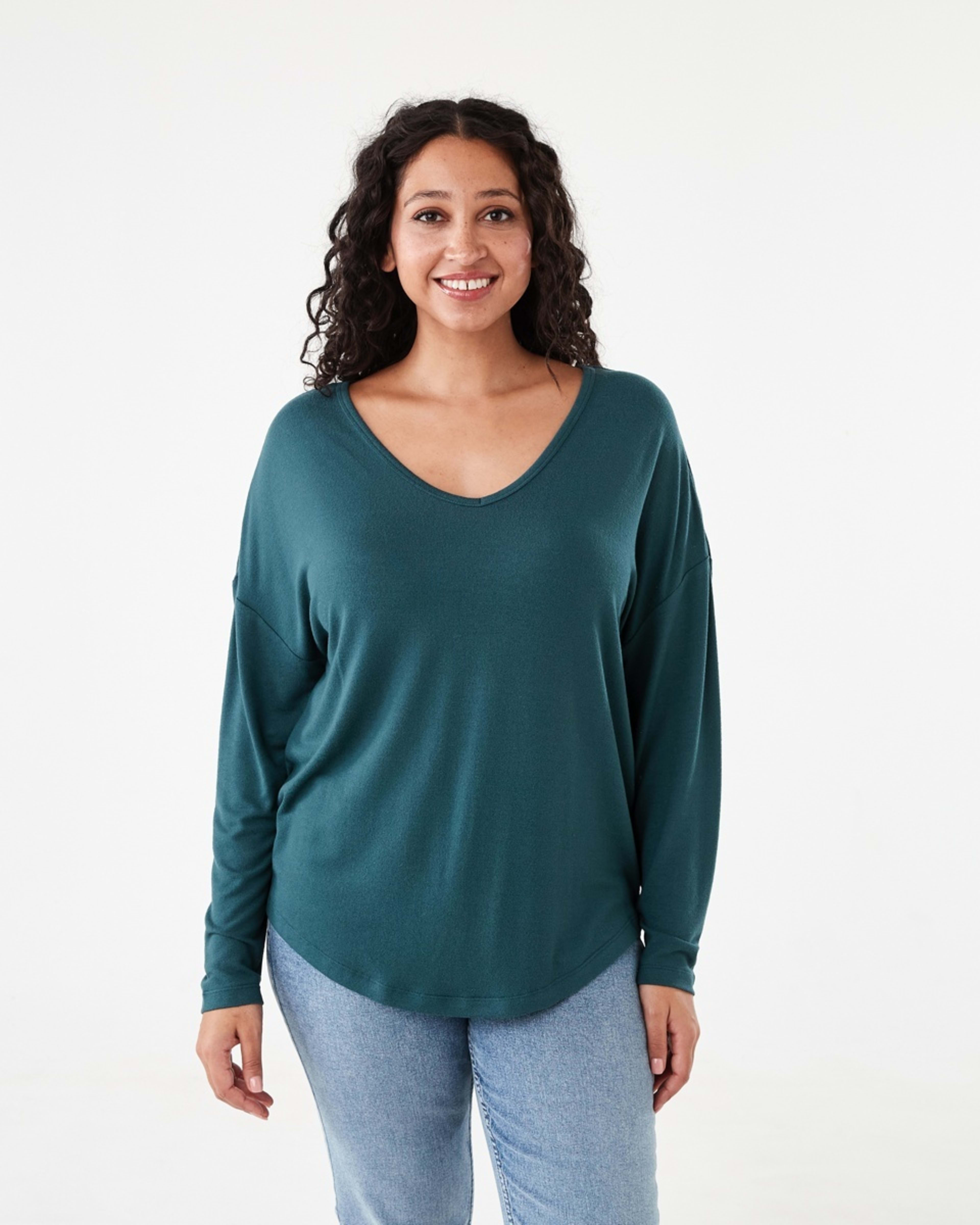 1 Long Sleeve Brushed V-Neck Top Kason Gren, 1 of 5