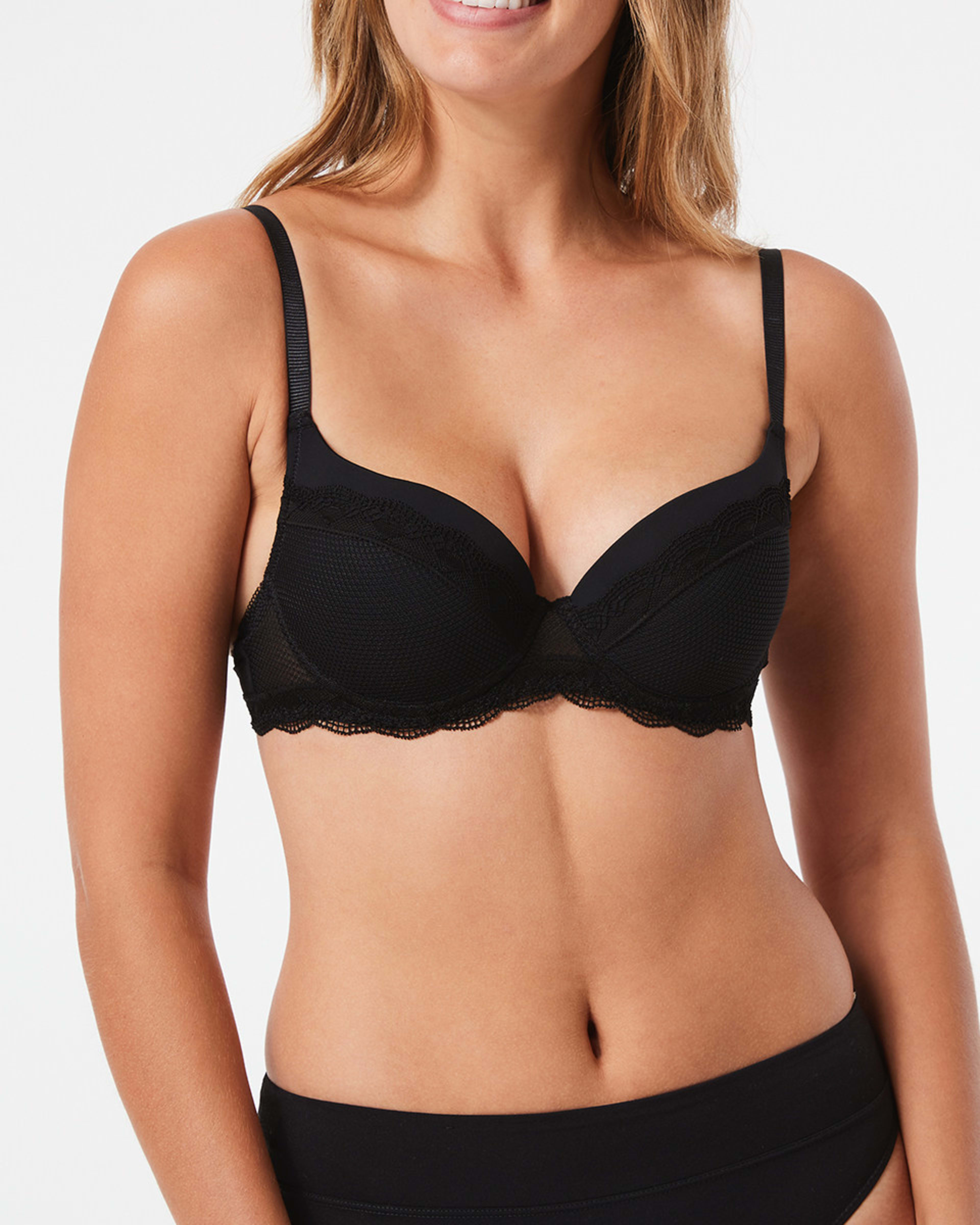 1 Double Push-Up Lace Bra Black