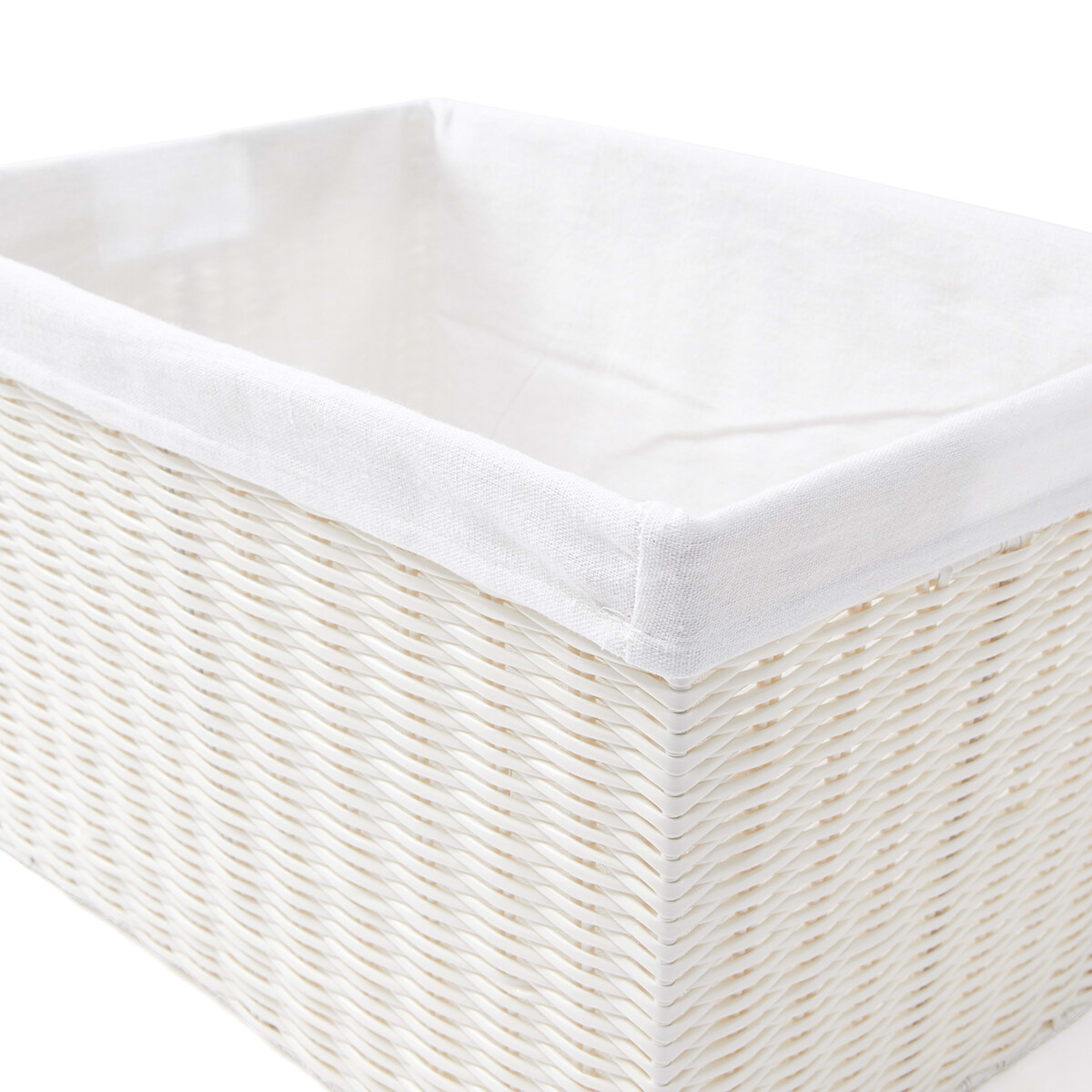 5 Rattan Look Basket with Liner - Large, White, 5 of 8