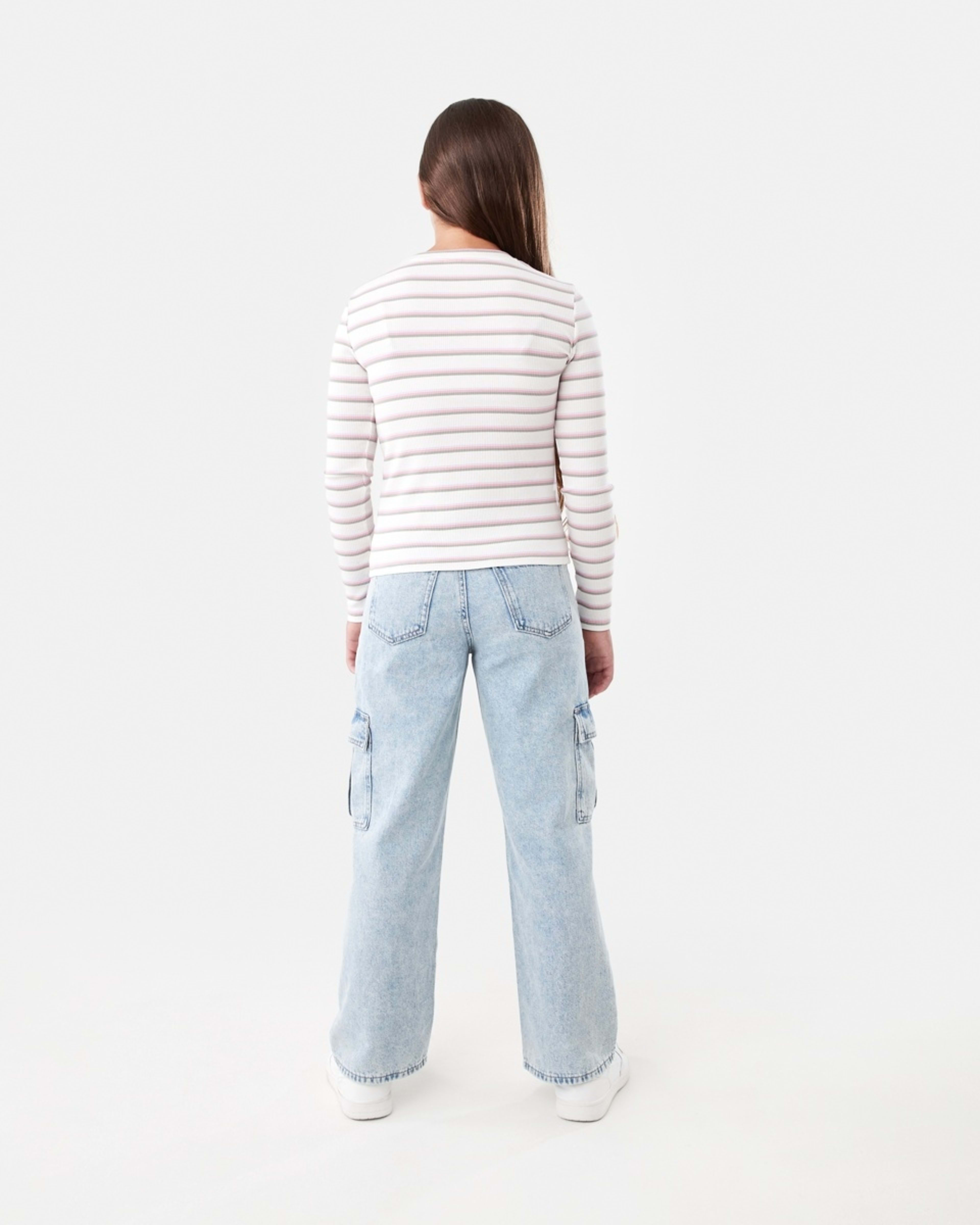 6 Long Sleeve Rib Top Descending Stripe Multi, 6 of 8