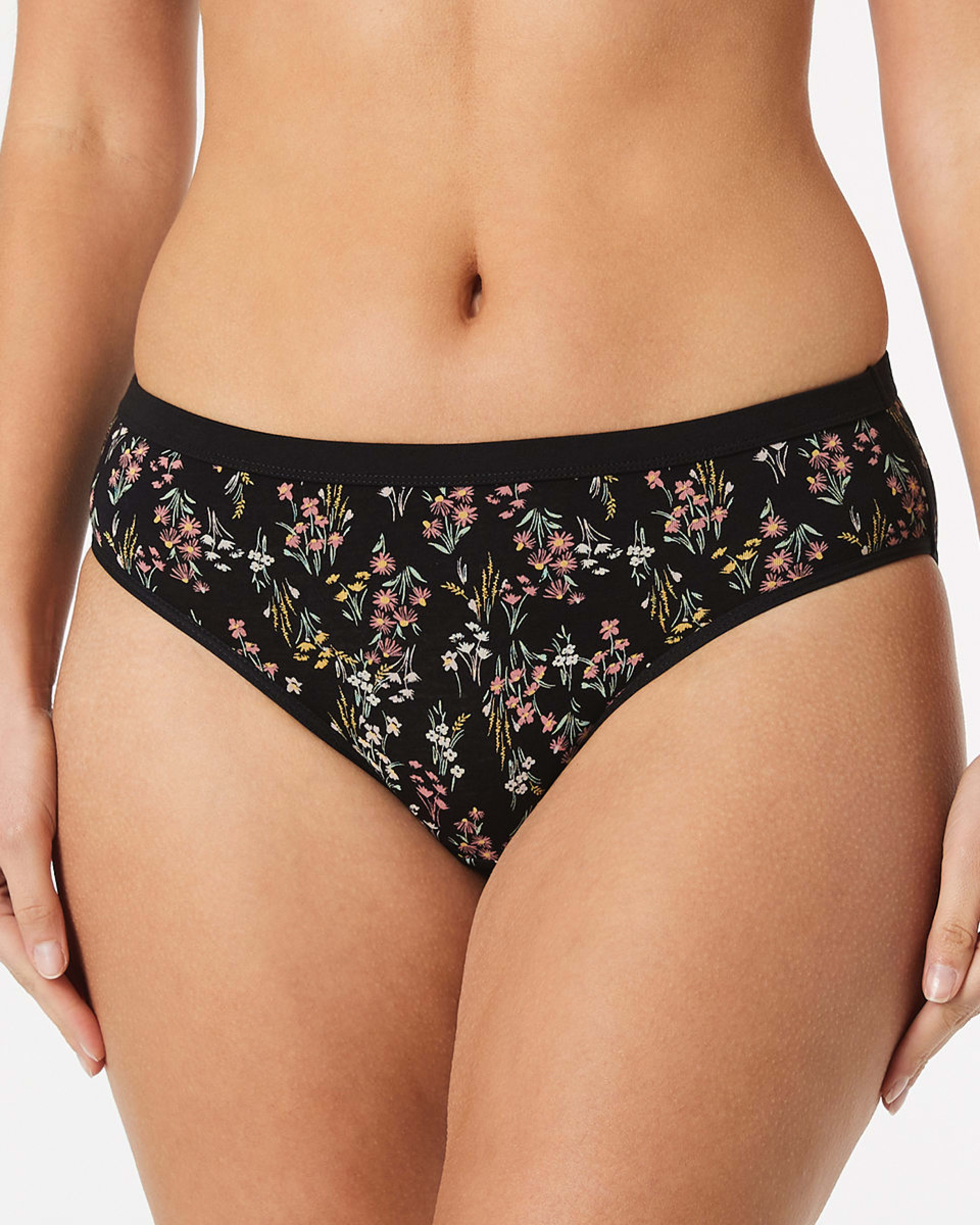 1 Comfort Top Bikini Briefs FLORAL BLACK, 1 of 4