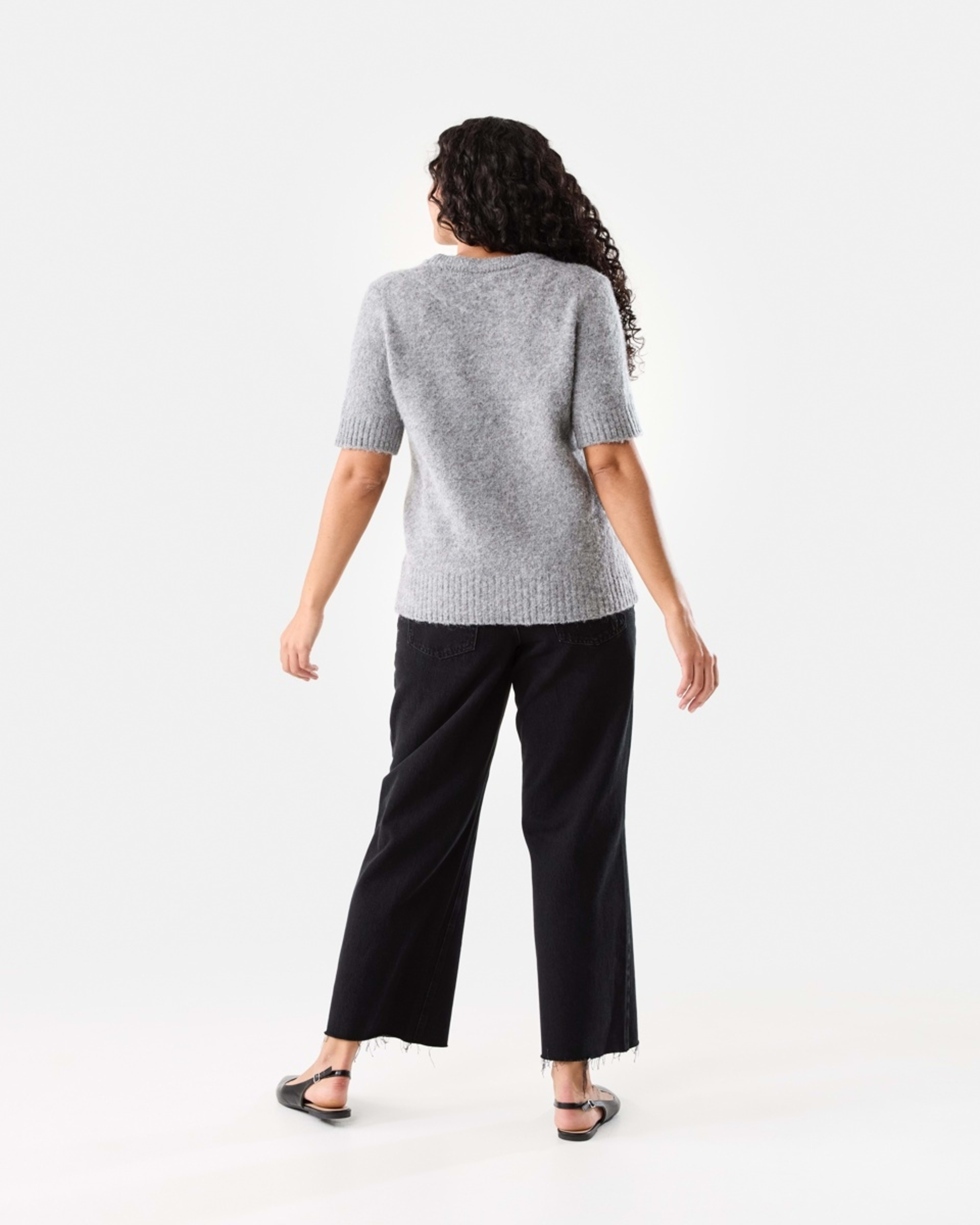 4 Short Sleeve Fluffy Knit Jumper Grey Marle, 4 of 10