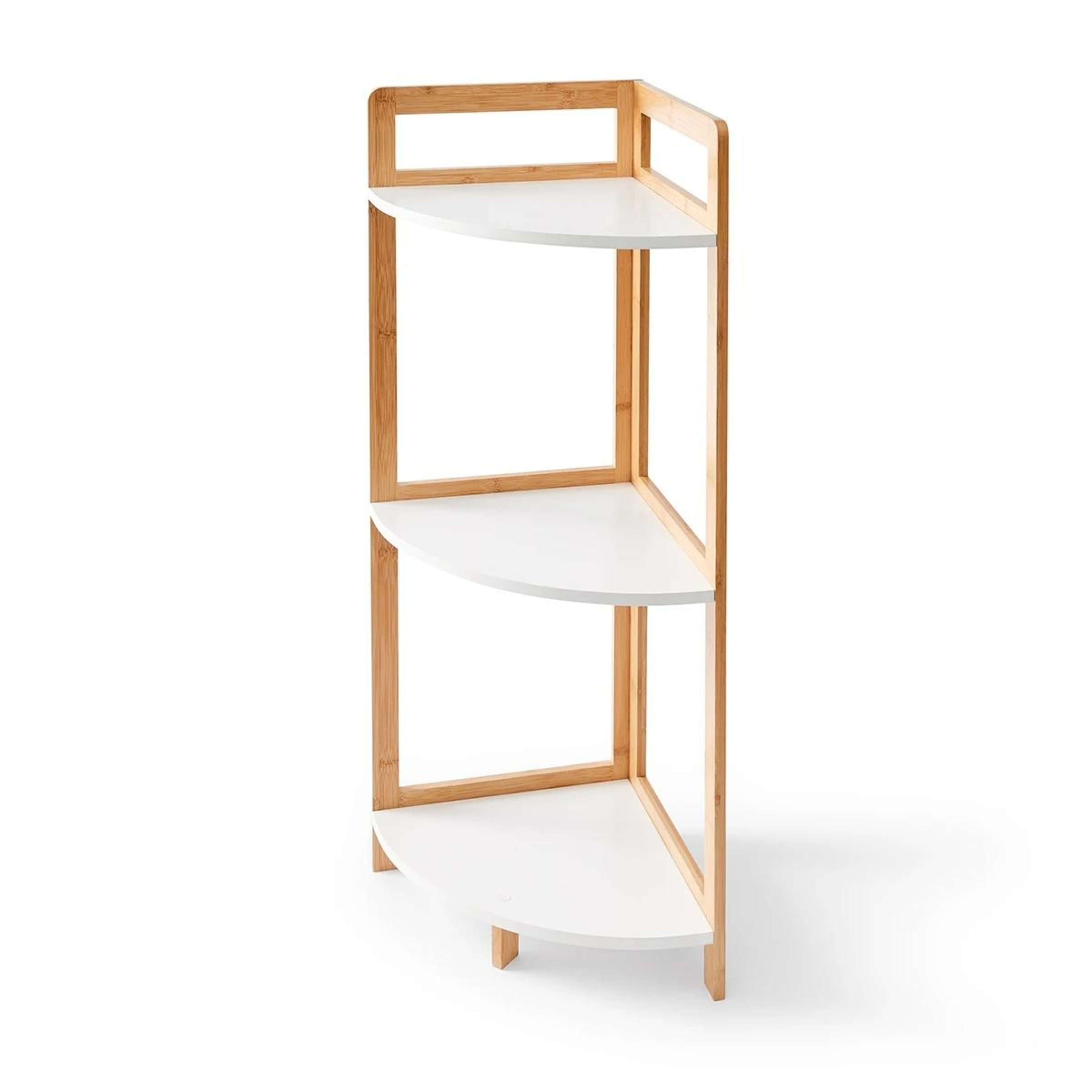 5 Bamboo and White 3 Tier Corner Shelf, 5 of 10
