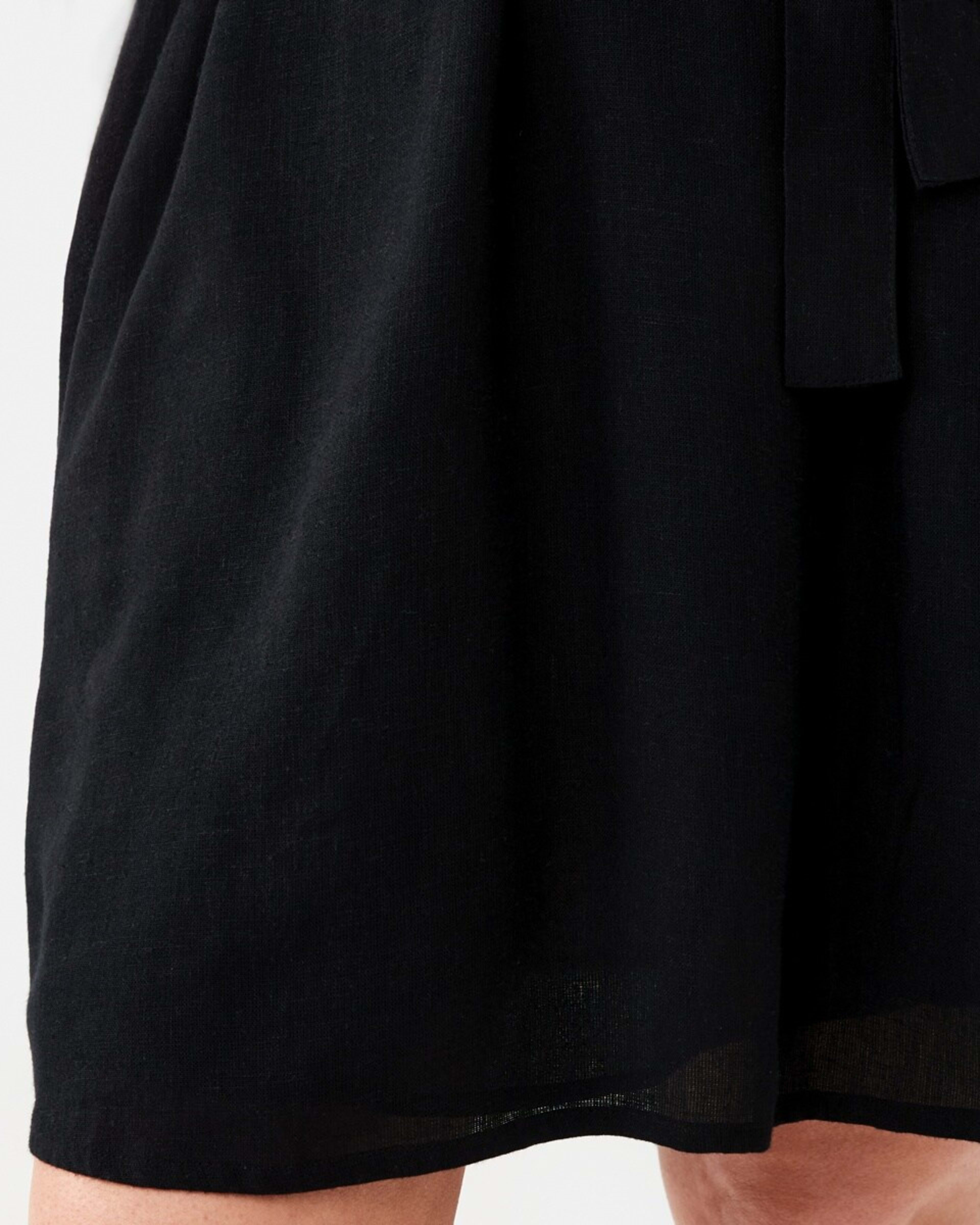 9 Elbow Sleeve Linen Blend Mini Dress BLACK, 9 of 10