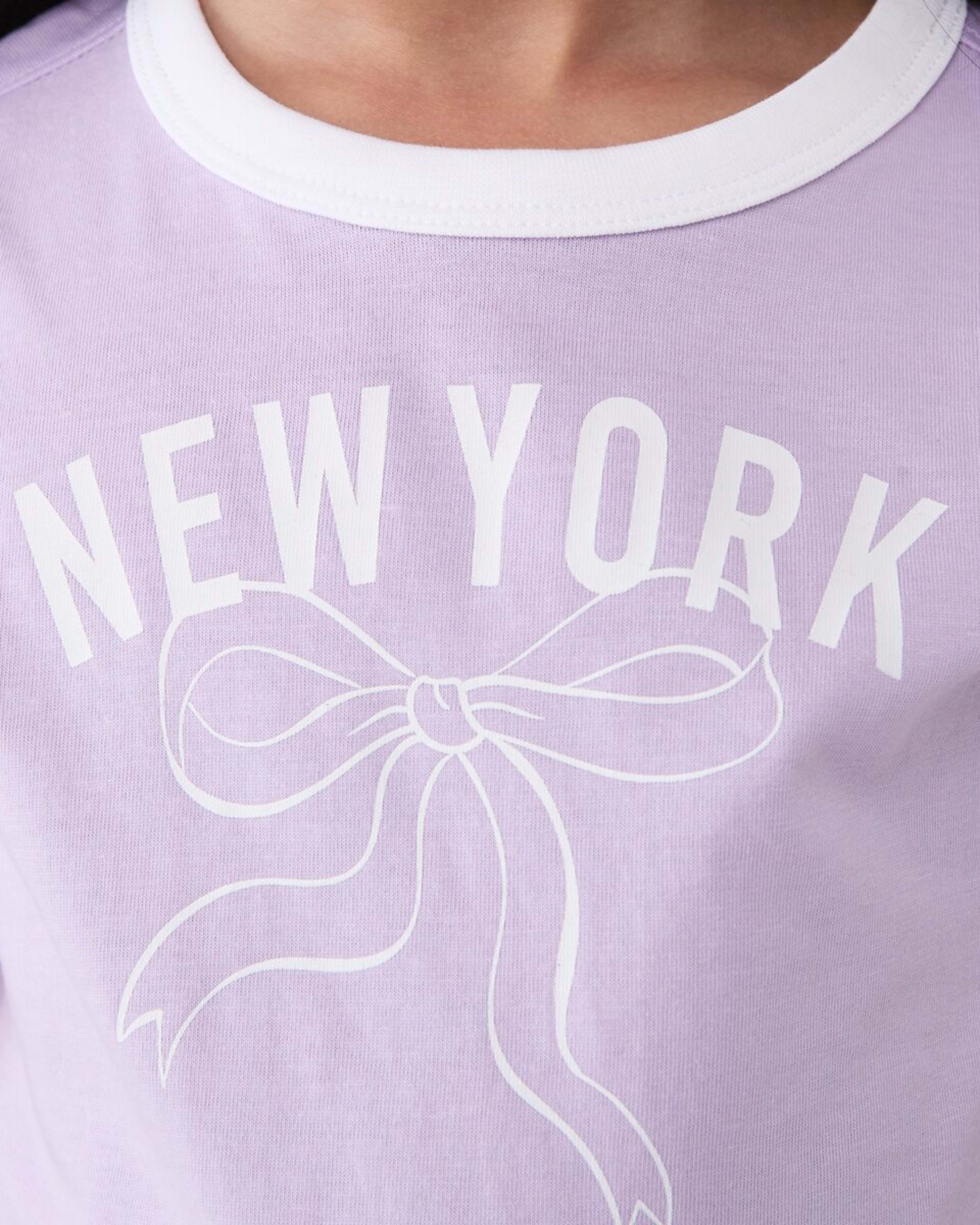 4 Ringer T-shirt NEW YORK BOW PASTEL LILAC, 4 of 6