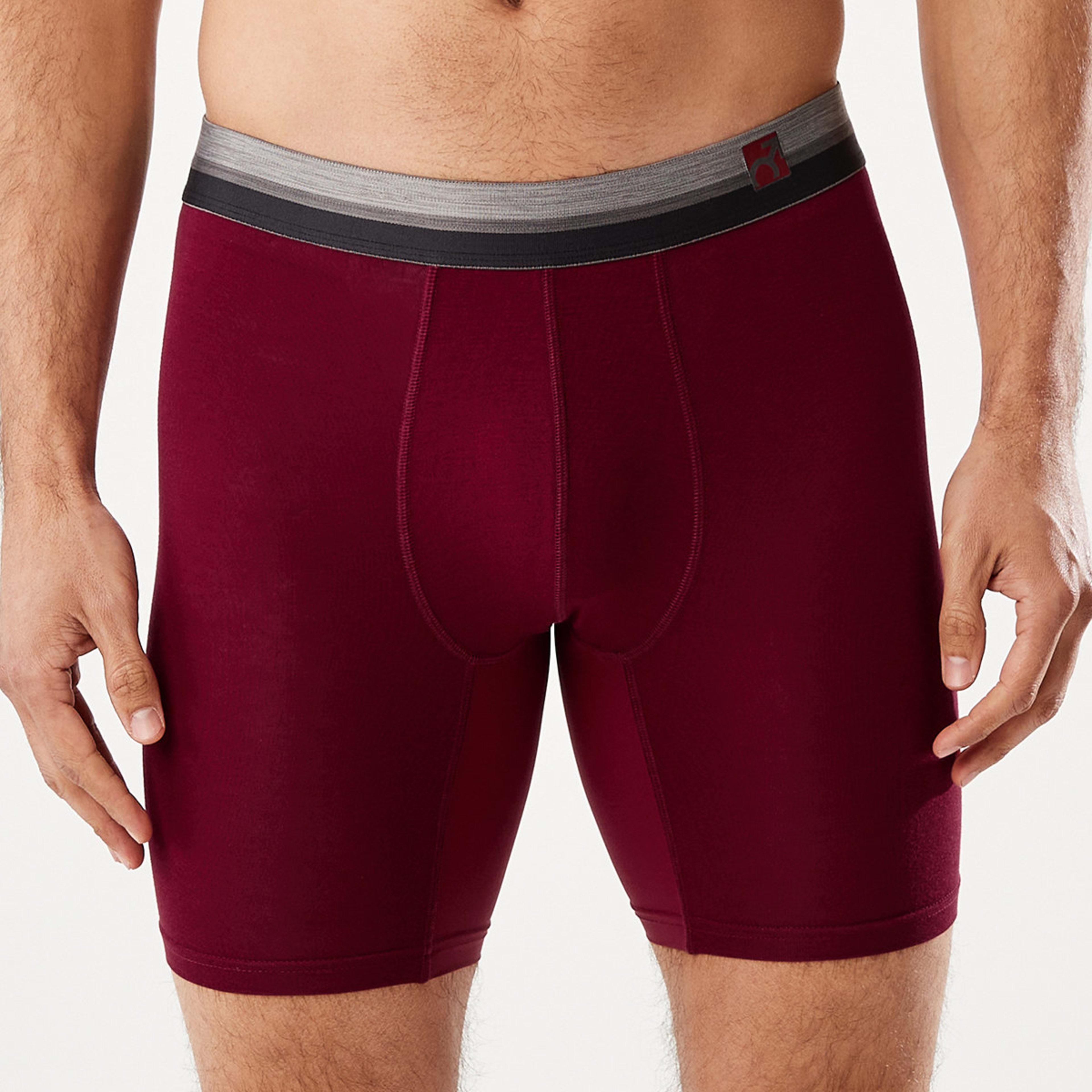 1 Anti-ride Mid Length Bamboo Blend Trunks Biking Red, 1 of 7