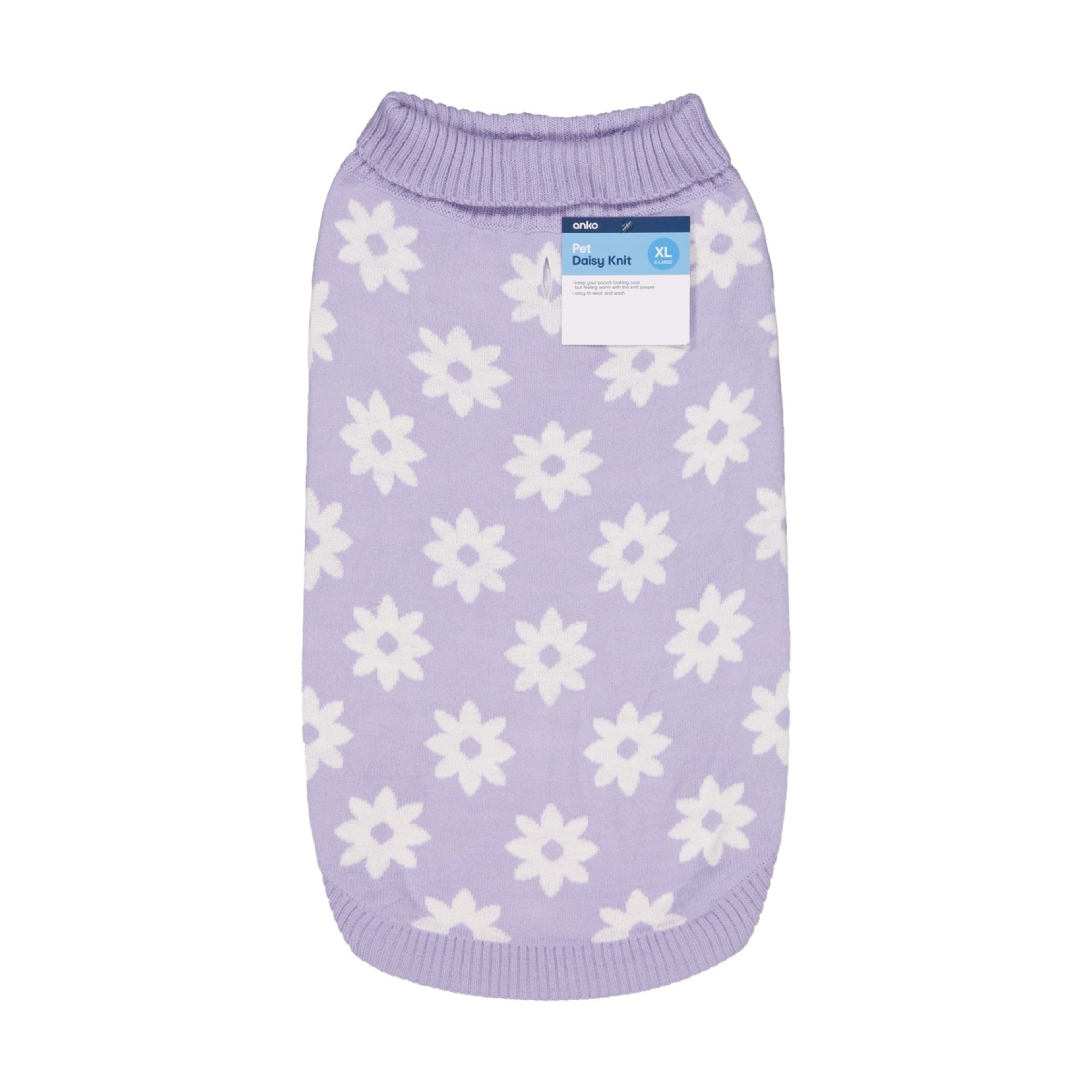 10 Pet Daisy Knit Jumper - Extra Large, Purple, 10 of 10
