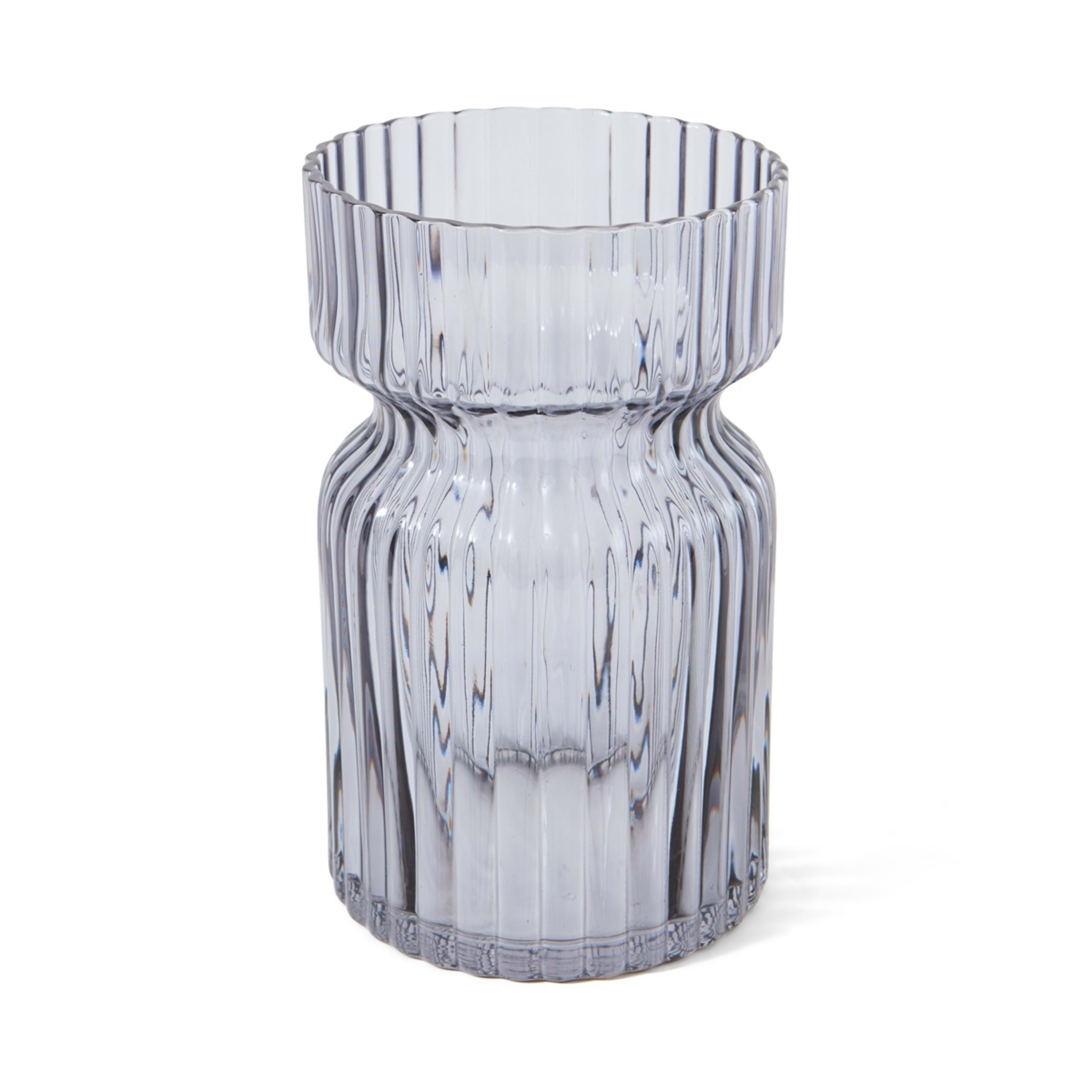 3 Ribbed Black Glass Vase, 3 of 5